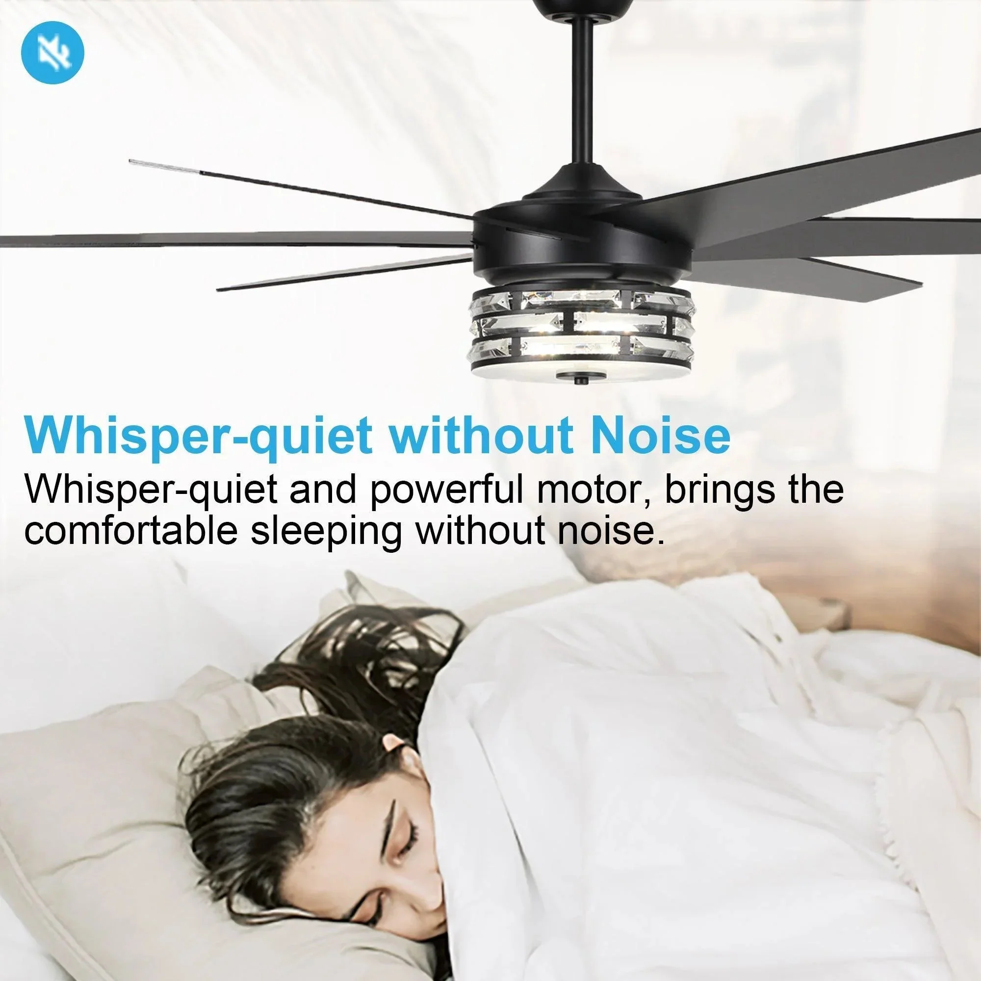 Parrot Uncle 70-Inch Modern DC Motor Downrod Mount Reversible Ceiling Fan with Lighting and Remote Control (F8246BK110V) - Image 13