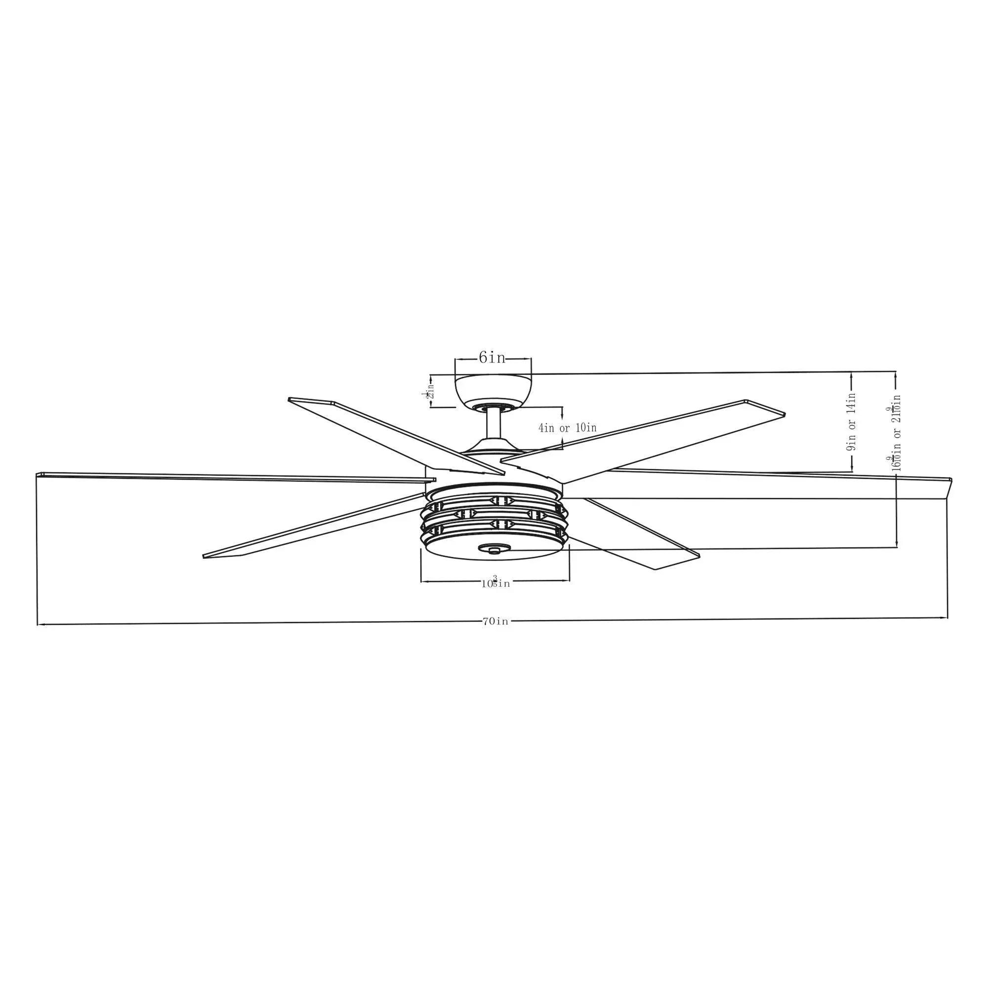 Parrot Uncle 70-Inch Modern DC Motor Downrod Mount Reversible Ceiling Fan with Lighting and Remote Control (F8246BK110V) - Image 23