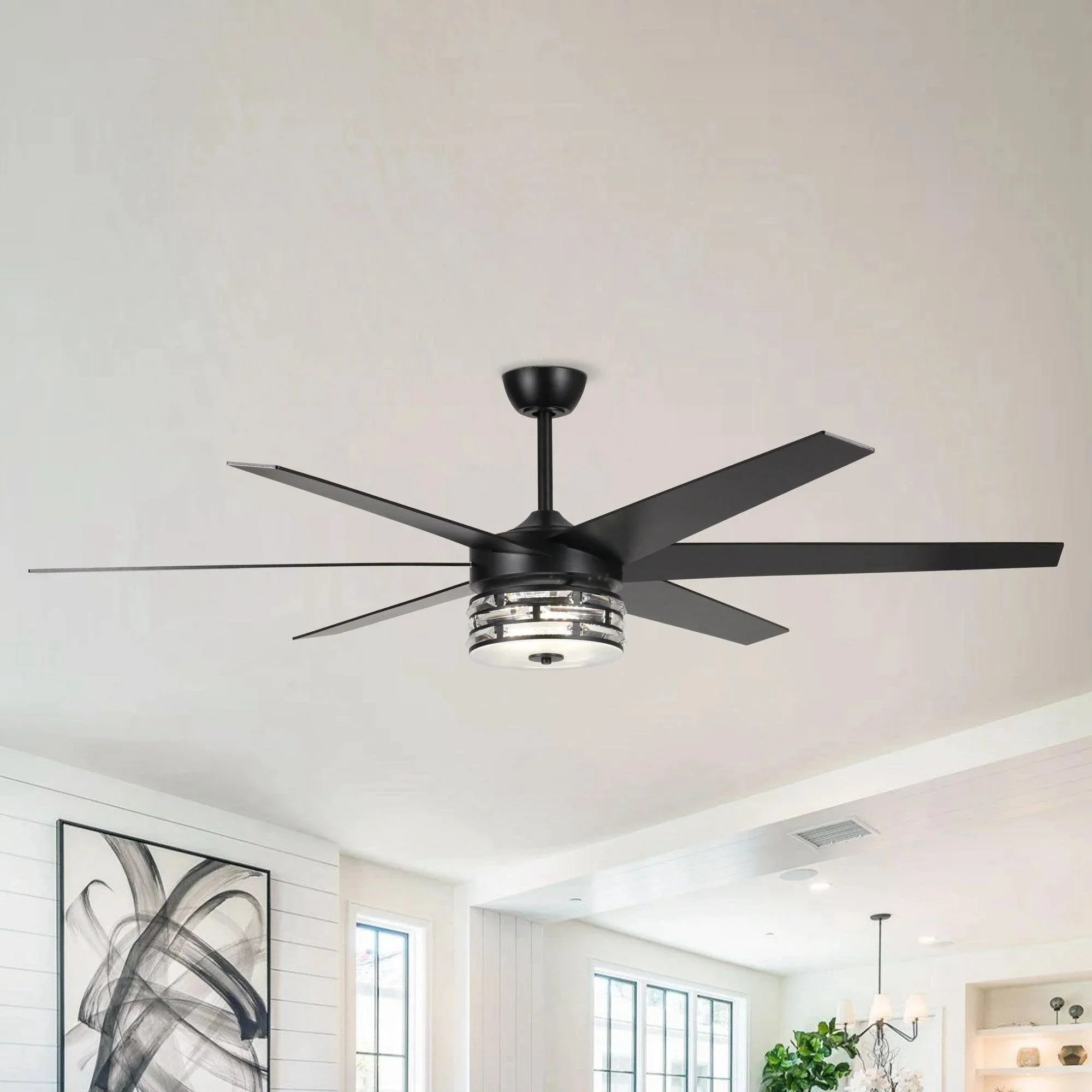 Parrot Uncle 70-Inch Modern DC Motor Downrod Mount Reversible Ceiling Fan with Lighting and Remote Control (F8246BK110V) - Image 6