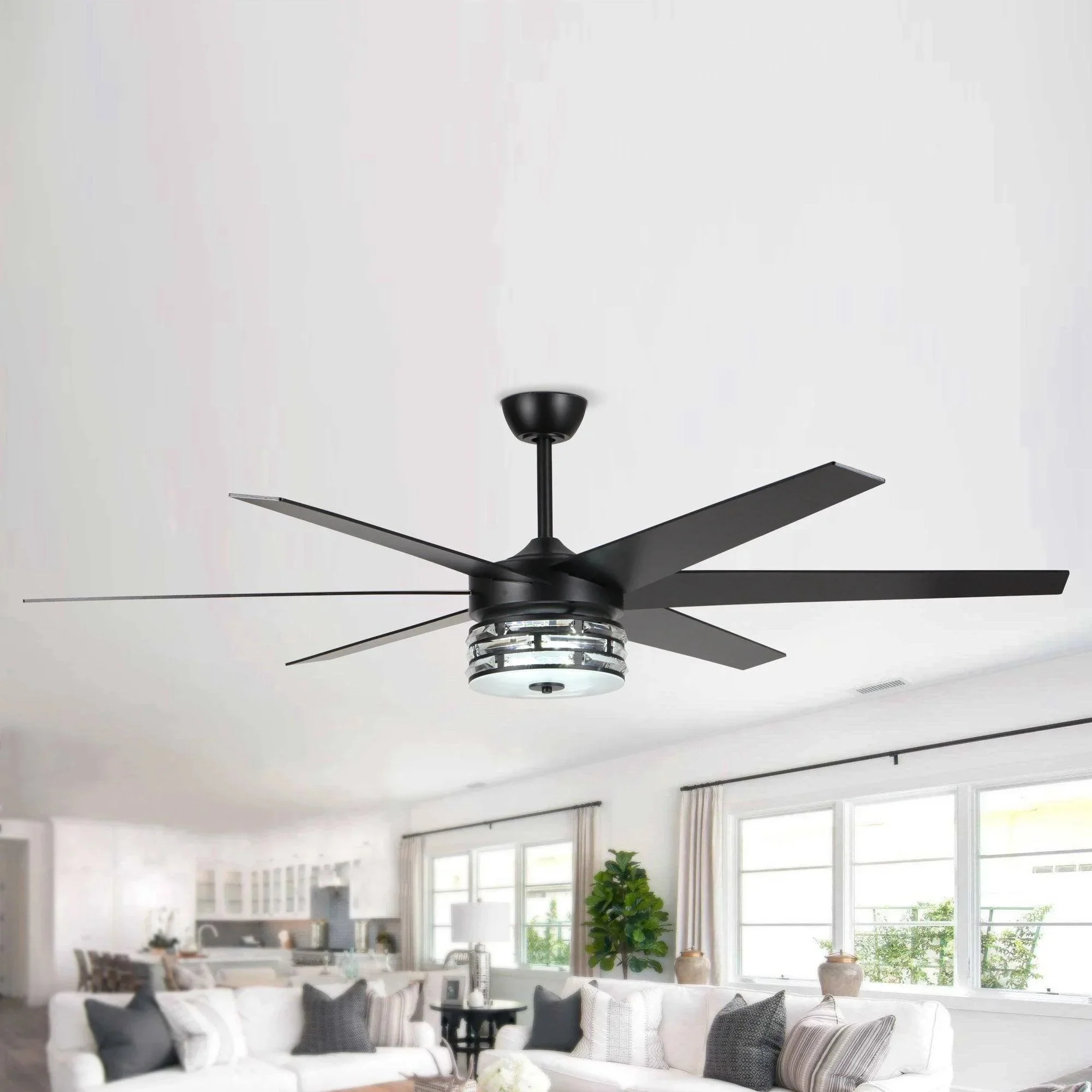Parrot Uncle 70-Inch Modern DC Motor Downrod Mount Reversible Ceiling Fan with Lighting and Remote Control (F8246BK110V) - Image 7