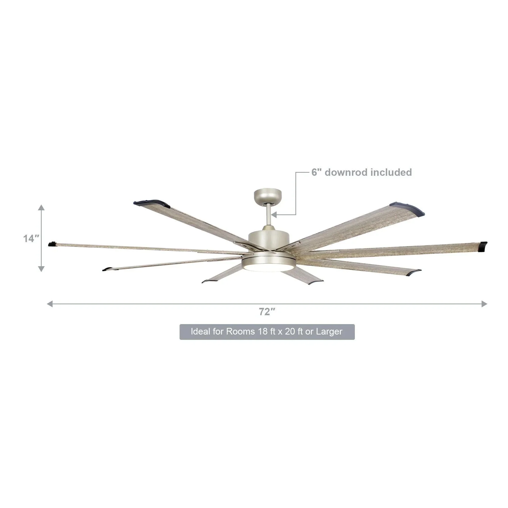 Parrot Uncle 72-Inch Bankston Modern Satin Nickel DC Motor Downrod Mount Ceiling Fan with LED Lighting and Remote Control (F8220110V) - Image 13