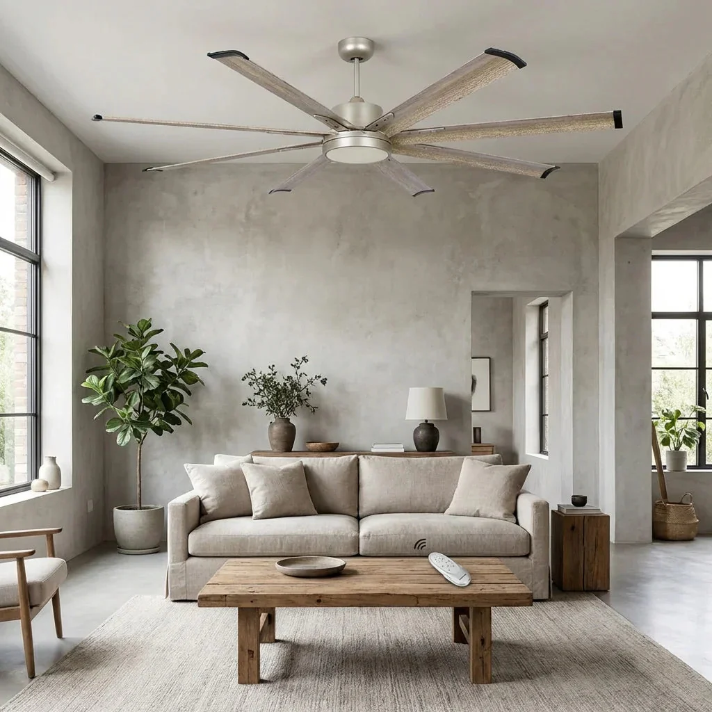 Parrot Uncle 72-Inch Bankston Modern Satin Nickel DC Motor Downrod Mount Ceiling Fan with LED Lighting and Remote Control (F8220110V) - Image 2