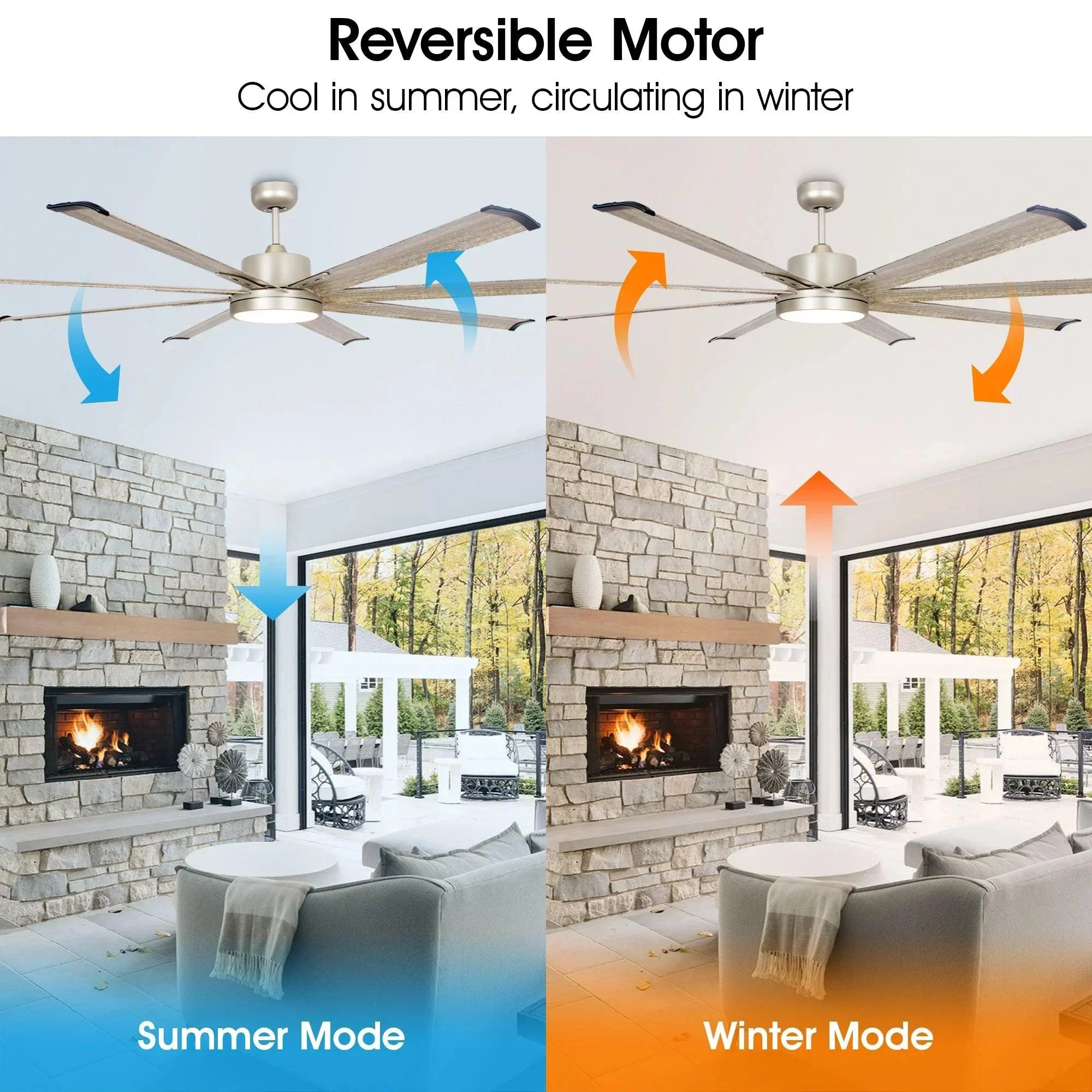 Parrot Uncle 72-Inch Bankston Modern Satin Nickel DC Motor Downrod Mount Ceiling Fan with LED Lighting and Remote Control (F8220110V) - Image 5