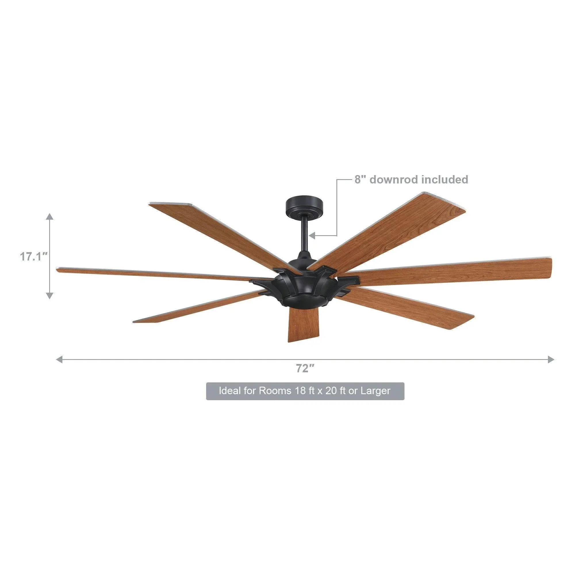 Parrot Uncle 72-Inch Farmhouse DC Motor Brushed Nickel Downrod Mount Reversible Ceiling Fan with Remote Control - Image 13