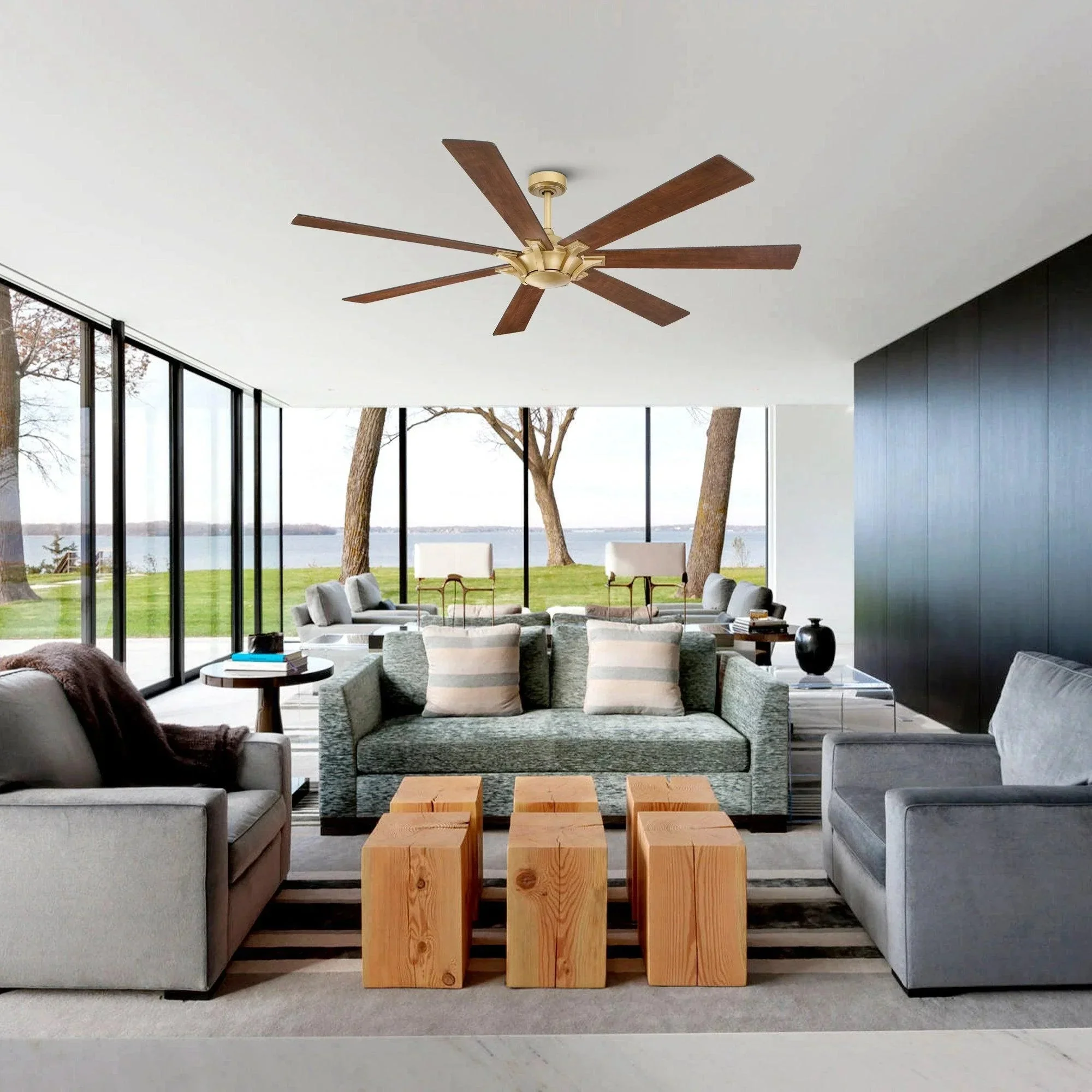 Parrot Uncle 72-Inch Farmhouse DC Motor Brushed Nickel Downrod Mount Reversible Ceiling Fan with Remote Control - Image 18