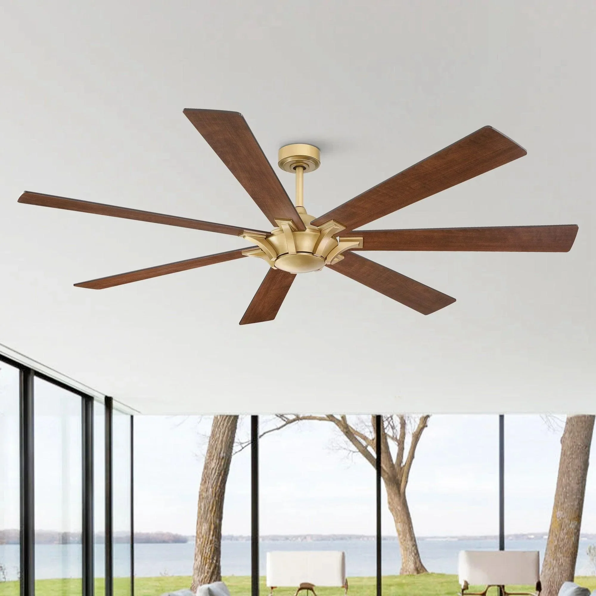 Parrot Uncle 72-Inch Farmhouse DC Motor Brushed Nickel Downrod Mount Reversible Ceiling Fan with Remote Control - Image 19