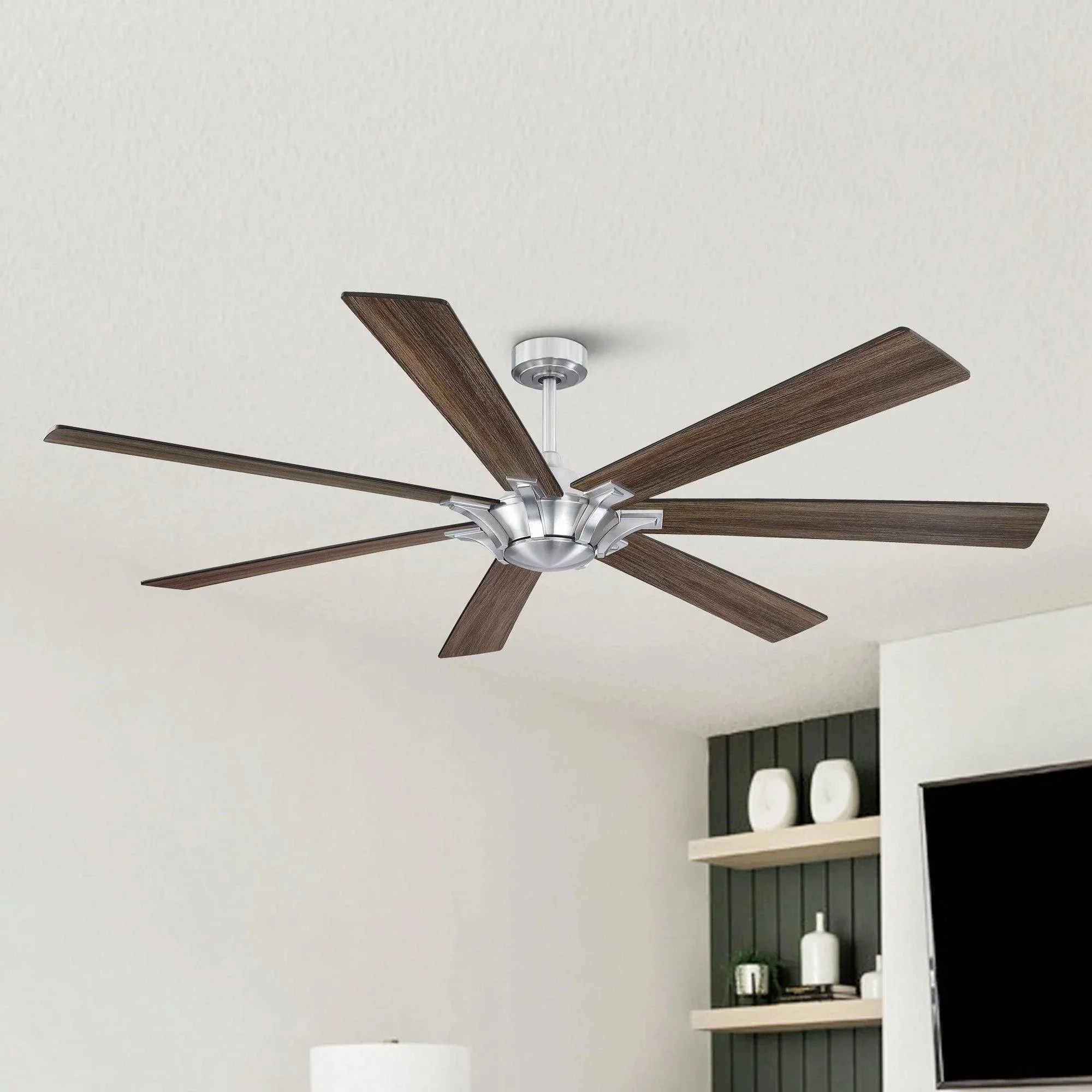 Parrot Uncle 72-Inch Farmhouse DC Motor Brushed Nickel Downrod Mount Reversible Ceiling Fan with Remote Control - Image 27