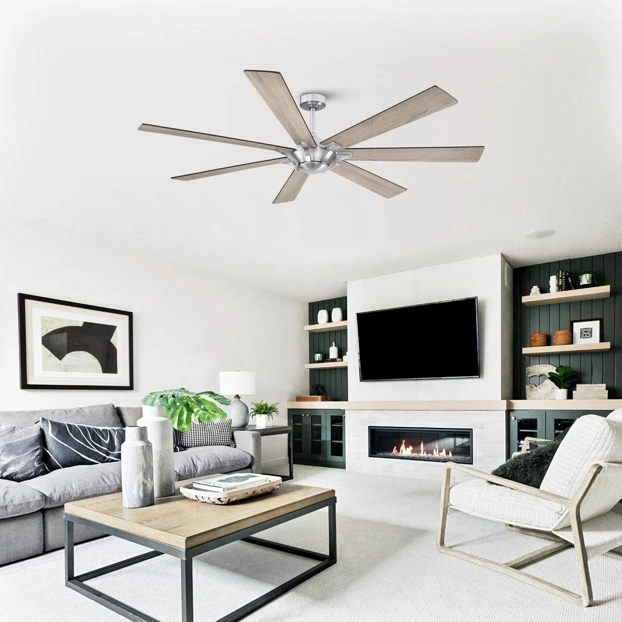 Parrot Uncle 72-Inch Farmhouse DC Motor Brushed Nickel Downrod Mount Reversible Ceiling Fan with Remote Control - Image 28