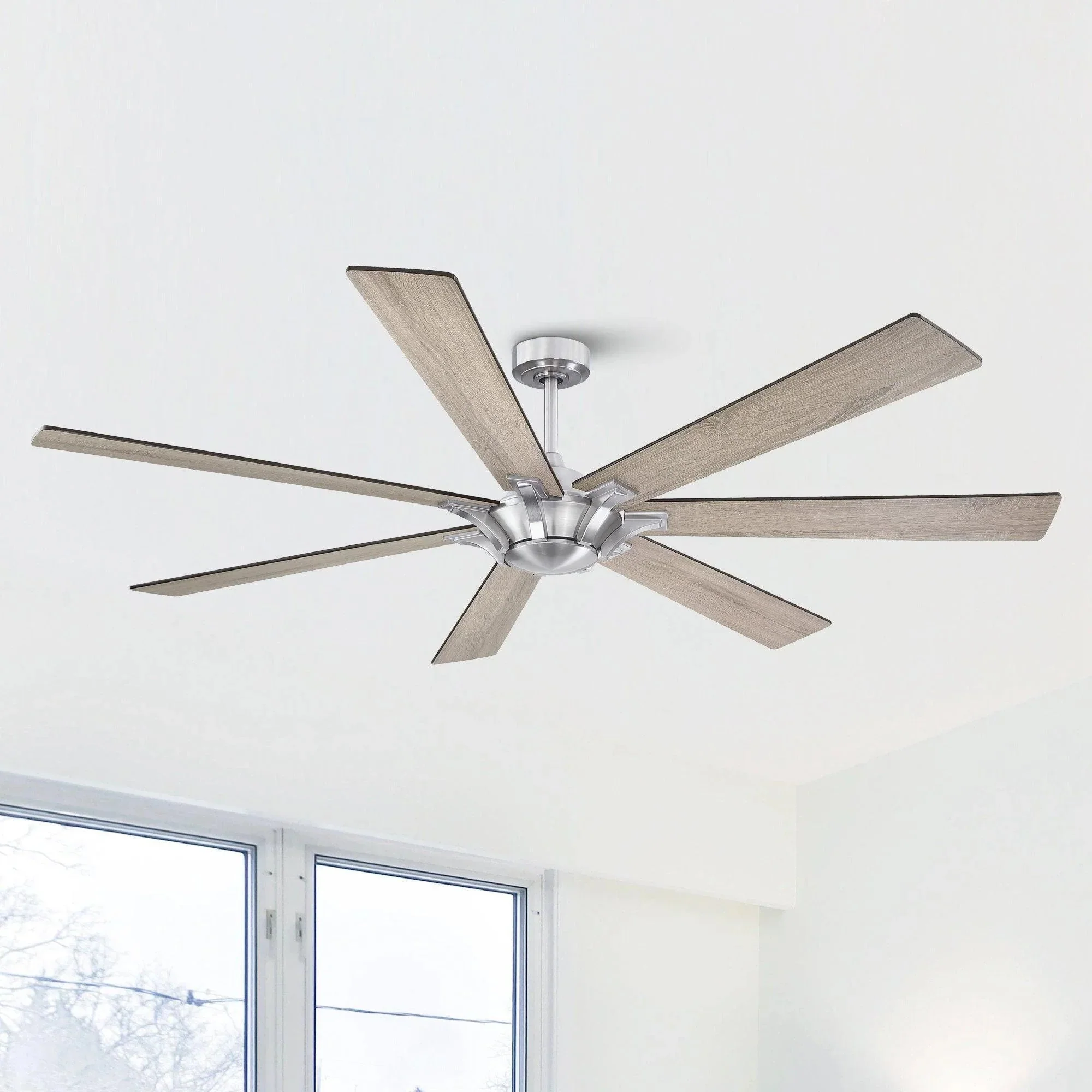 Parrot Uncle 72-Inch Farmhouse DC Motor Brushed Nickel Downrod Mount Reversible Ceiling Fan with Remote Control - Image 29