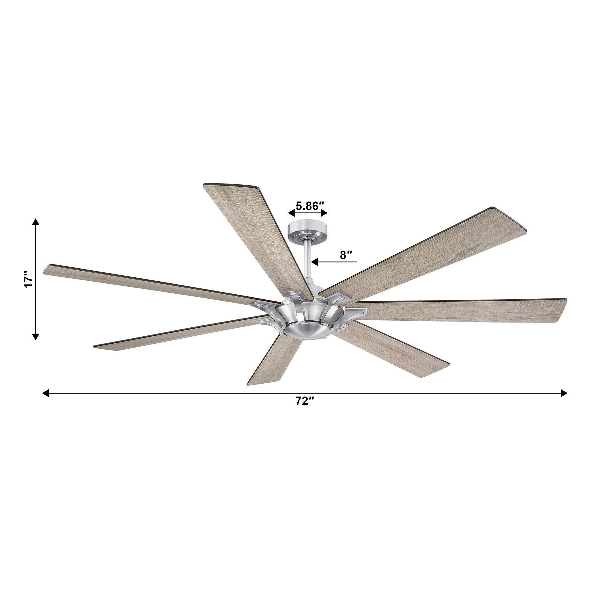 Parrot Uncle 72-Inch Farmhouse DC Motor Brushed Nickel Downrod Mount Reversible Ceiling Fan with Remote Control - Image 32