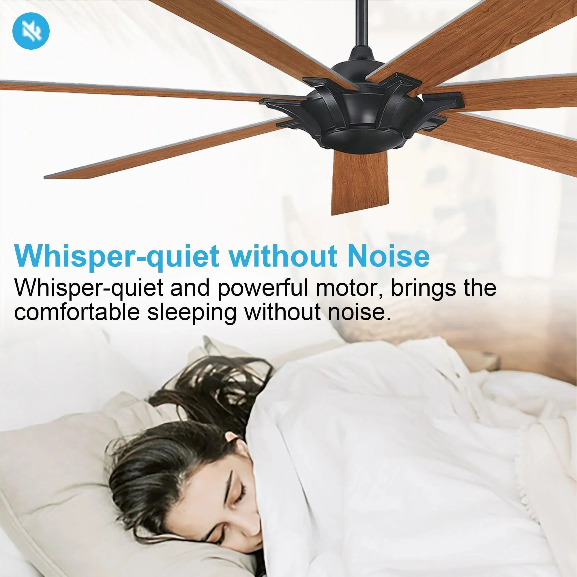 Parrot Uncle 72-Inch Farmhouse DC Motor Brushed Nickel Downrod Mount Reversible Ceiling Fan with Remote Control - Image 6