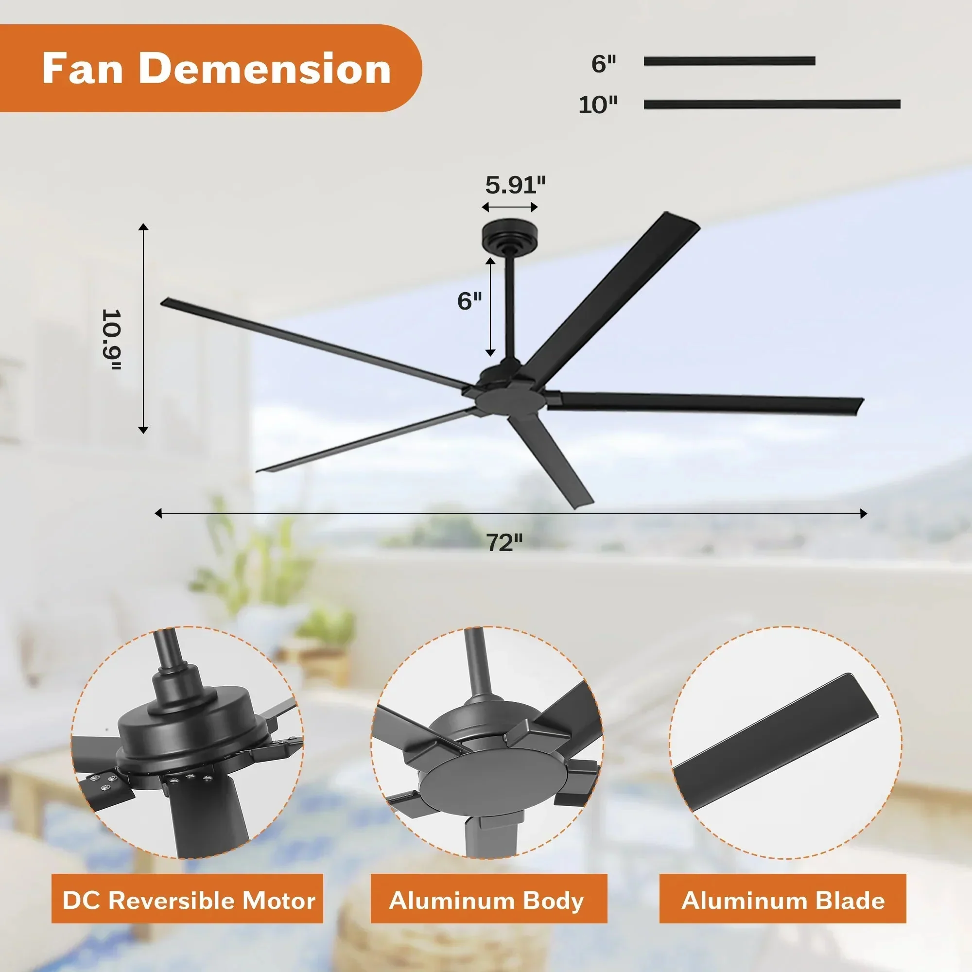 Parrot Uncle Winni All-Aluminum IPX4 Outdoor Ceiling Fan with Remote Control - Image 10