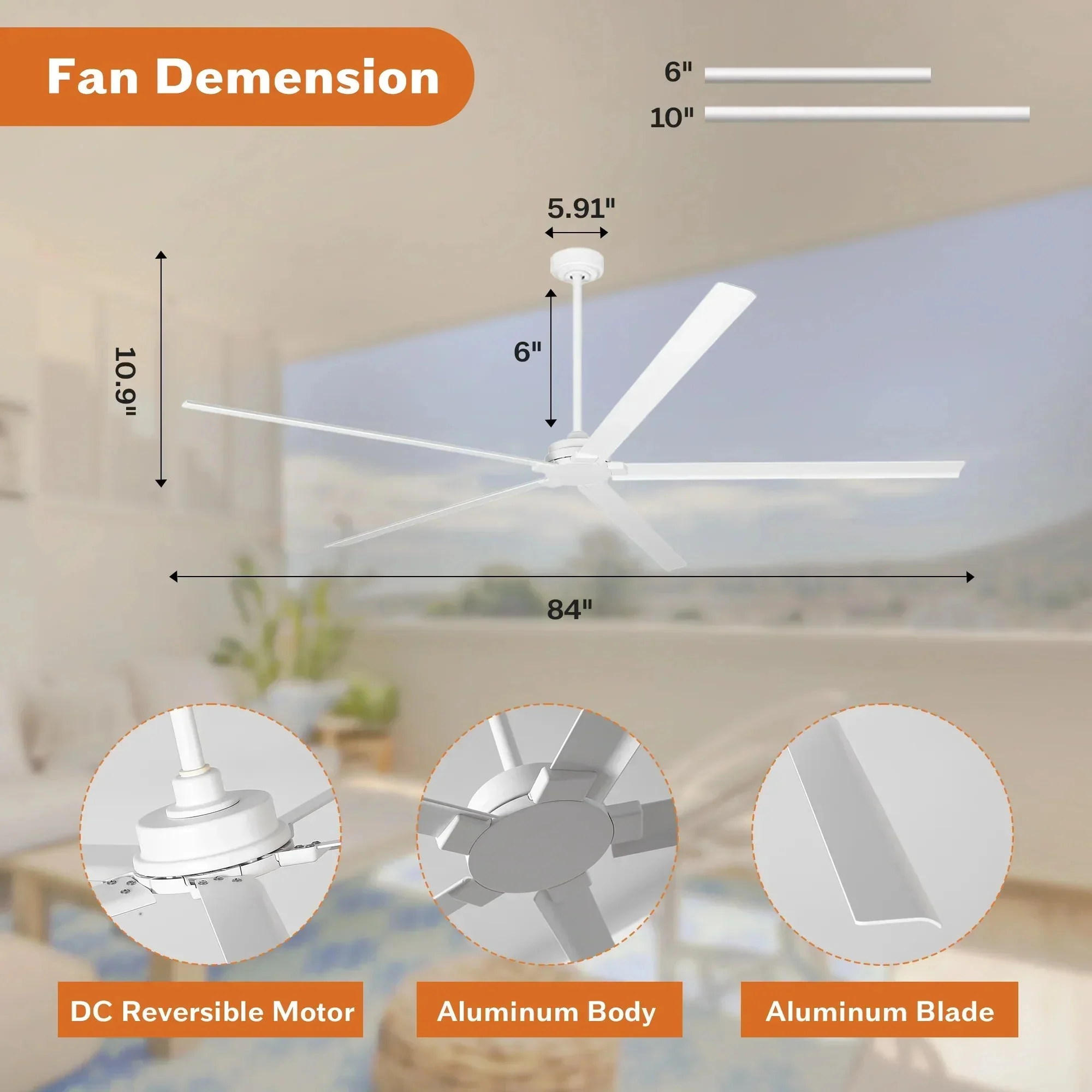 Parrot Uncle Winni All-Aluminum IPX4 Outdoor Ceiling Fan with Remote Control - Image 11