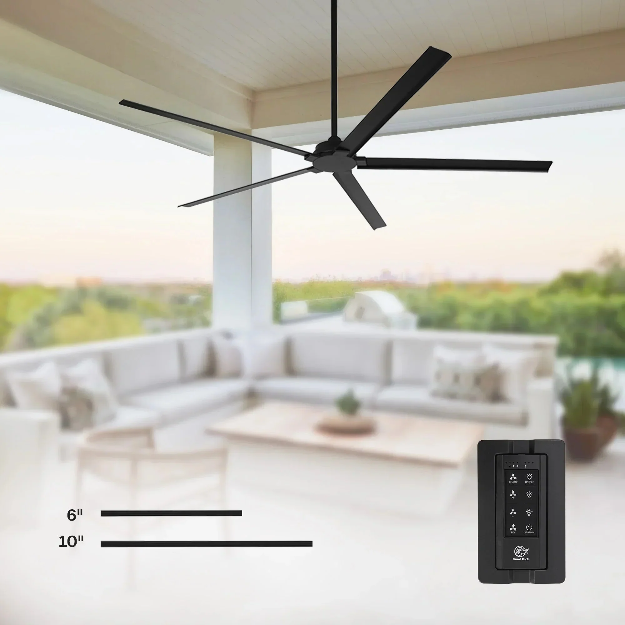 Parrot Uncle Winni All-Aluminum IPX4 Outdoor Ceiling Fan with Remote Control - Image 12