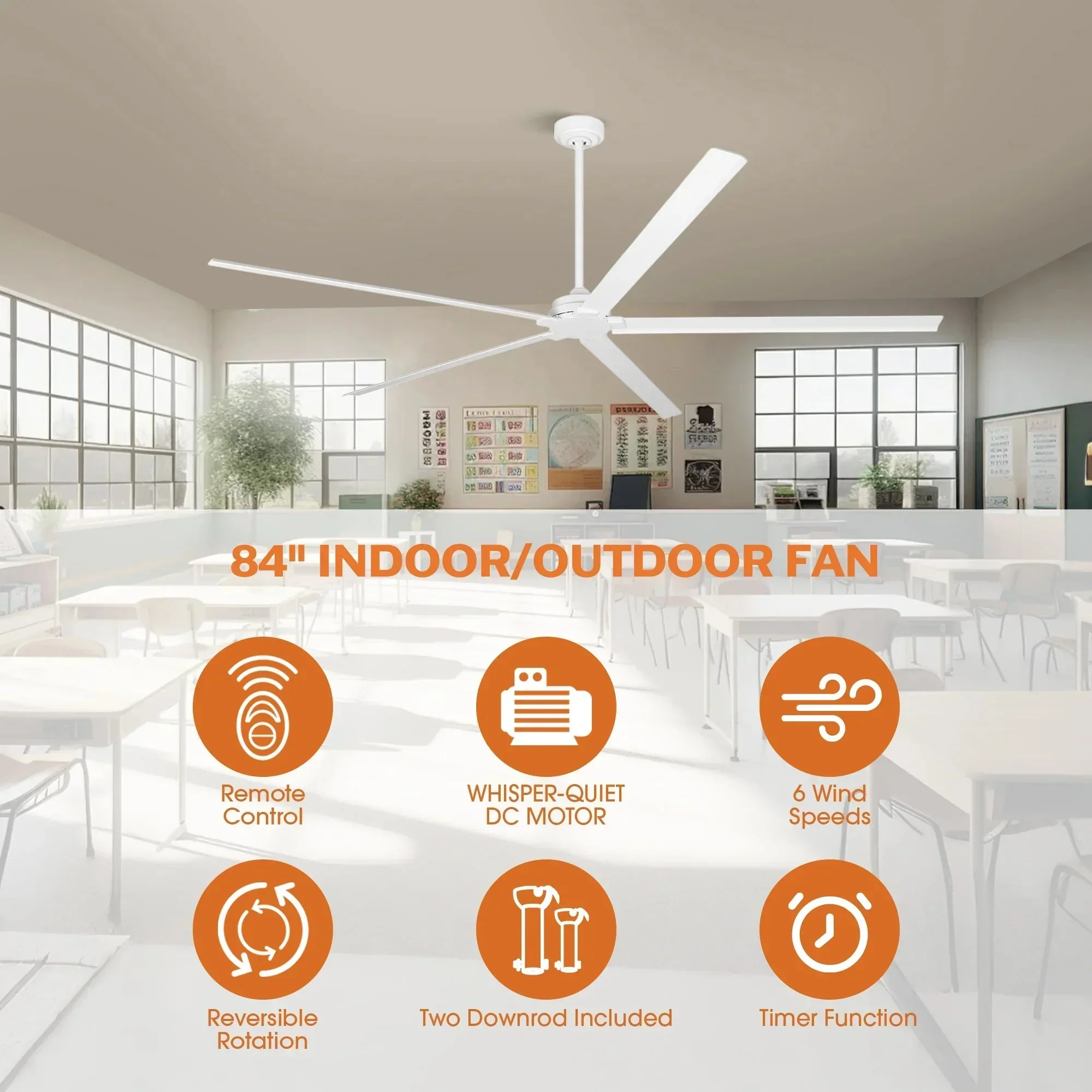 Parrot Uncle Winni All-Aluminum IPX4 Outdoor Ceiling Fan with Remote Control - Image 14