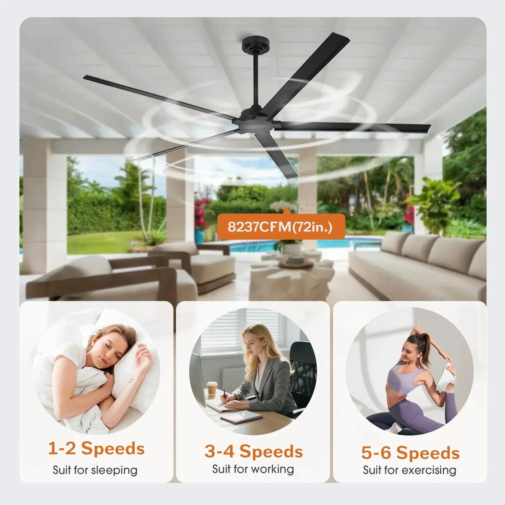 Parrot Uncle Winni All-Aluminum IPX4 Outdoor Ceiling Fan with Remote Control - Image 25