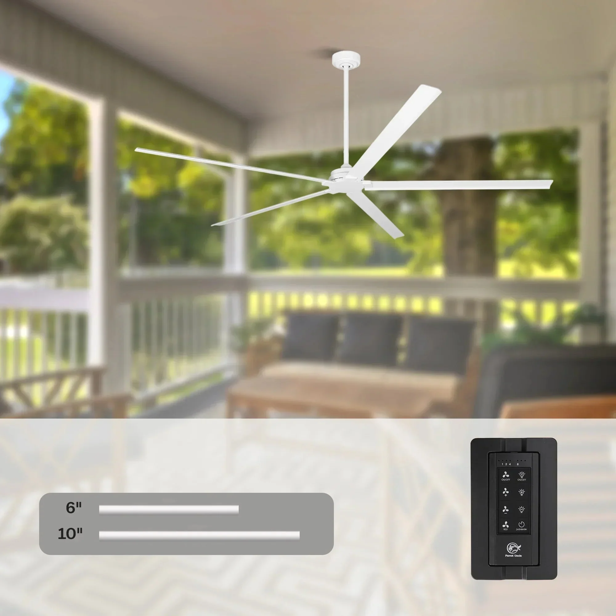 Parrot Uncle Winni All-Aluminum IPX4 Outdoor Ceiling Fan with Remote Control - Image 9