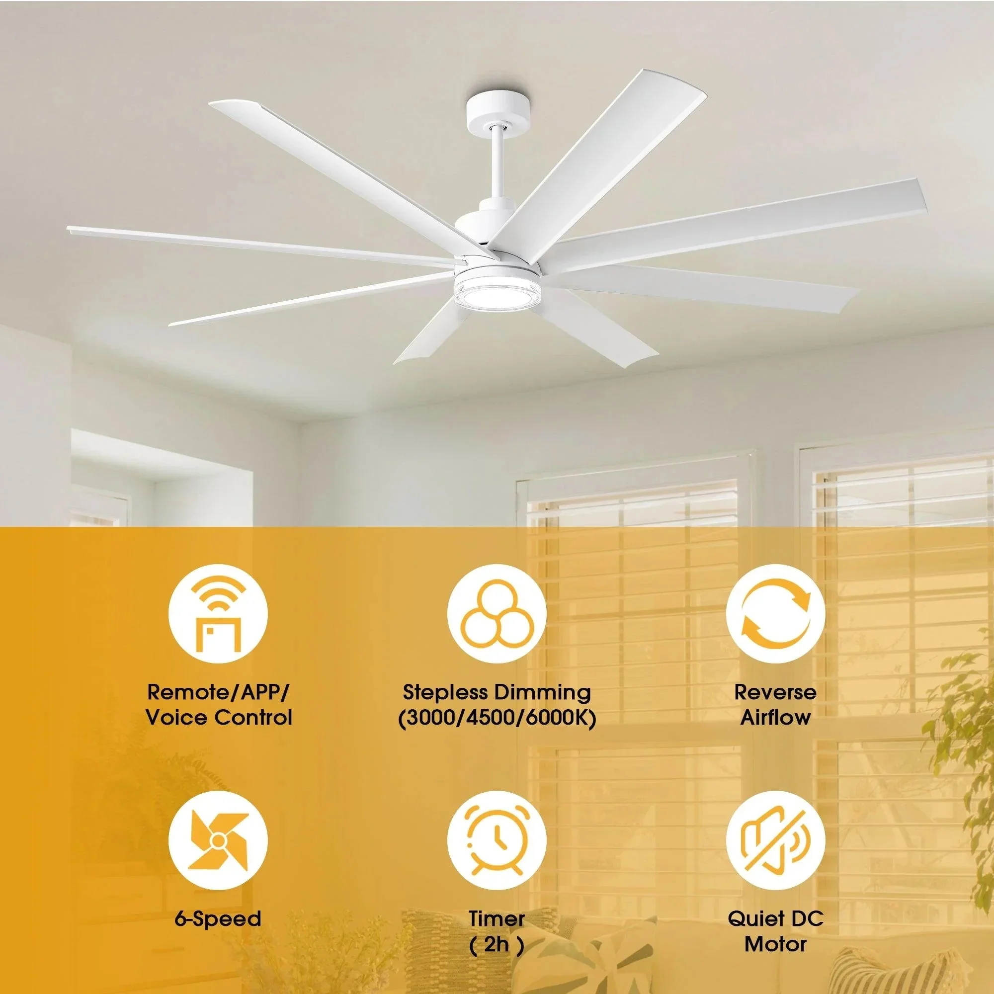 Parrot Uncle 72-Inch Daugava Modern Downrod Mount Smart Fan with LED Light - Image 7