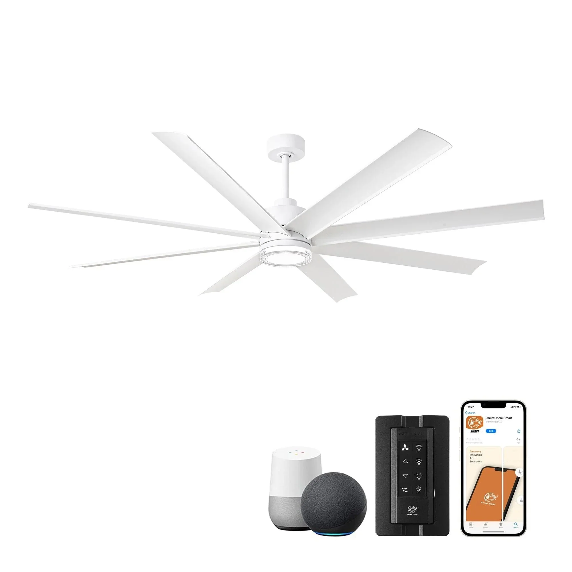 Parrot Uncle 72-Inch Daugava Modern Downrod Mount Smart Fan with LED Light - Image 9