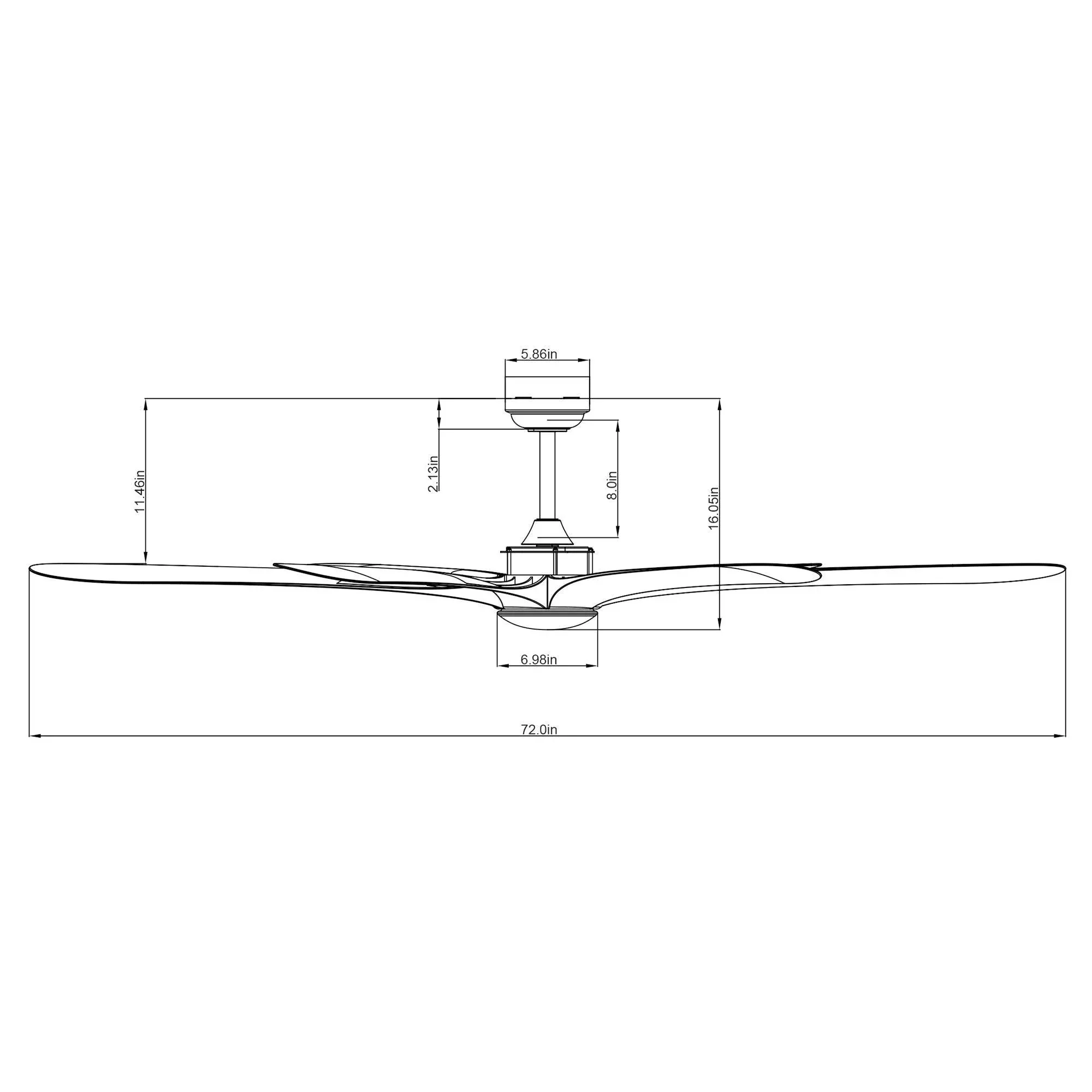 Parrot Uncle 72-Inch Jaydn Farmhouse DC Motor Downrod Mount Reversible Ceiling Fan with Lighting and Remote Control - Image 16