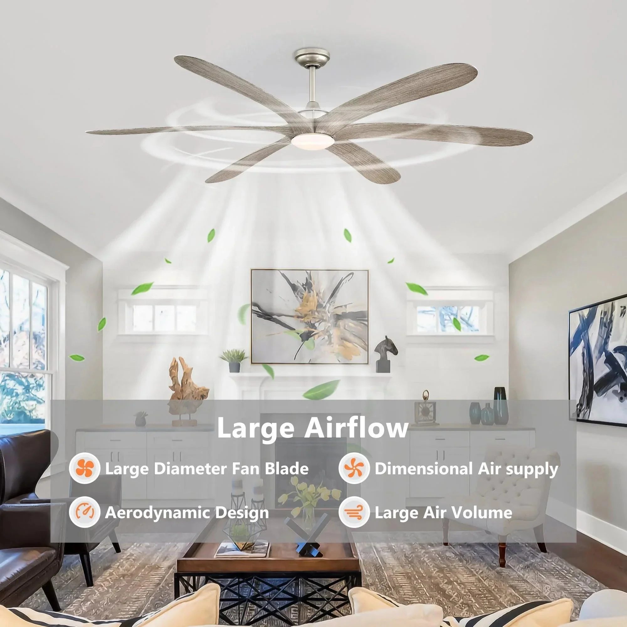 Parrot Uncle 72-Inch Jaydn Farmhouse DC Motor Downrod Mount Reversible Ceiling Fan with Lighting and Remote Control - Image 9