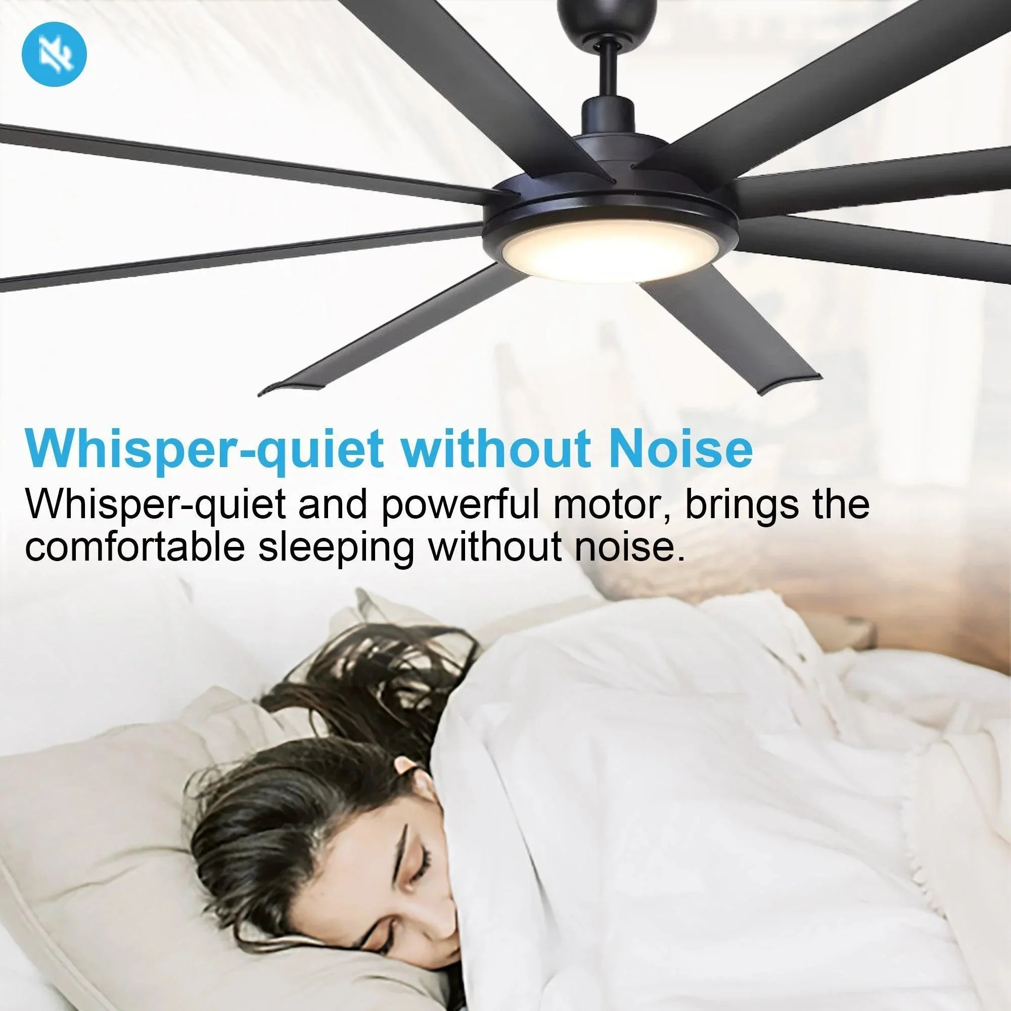Parrot Uncle 75-Inch Industrial DC Motor Downrod Mount Reversible Ceiling Fan with Lighting and Remote Control (F8219110V) - Image 10