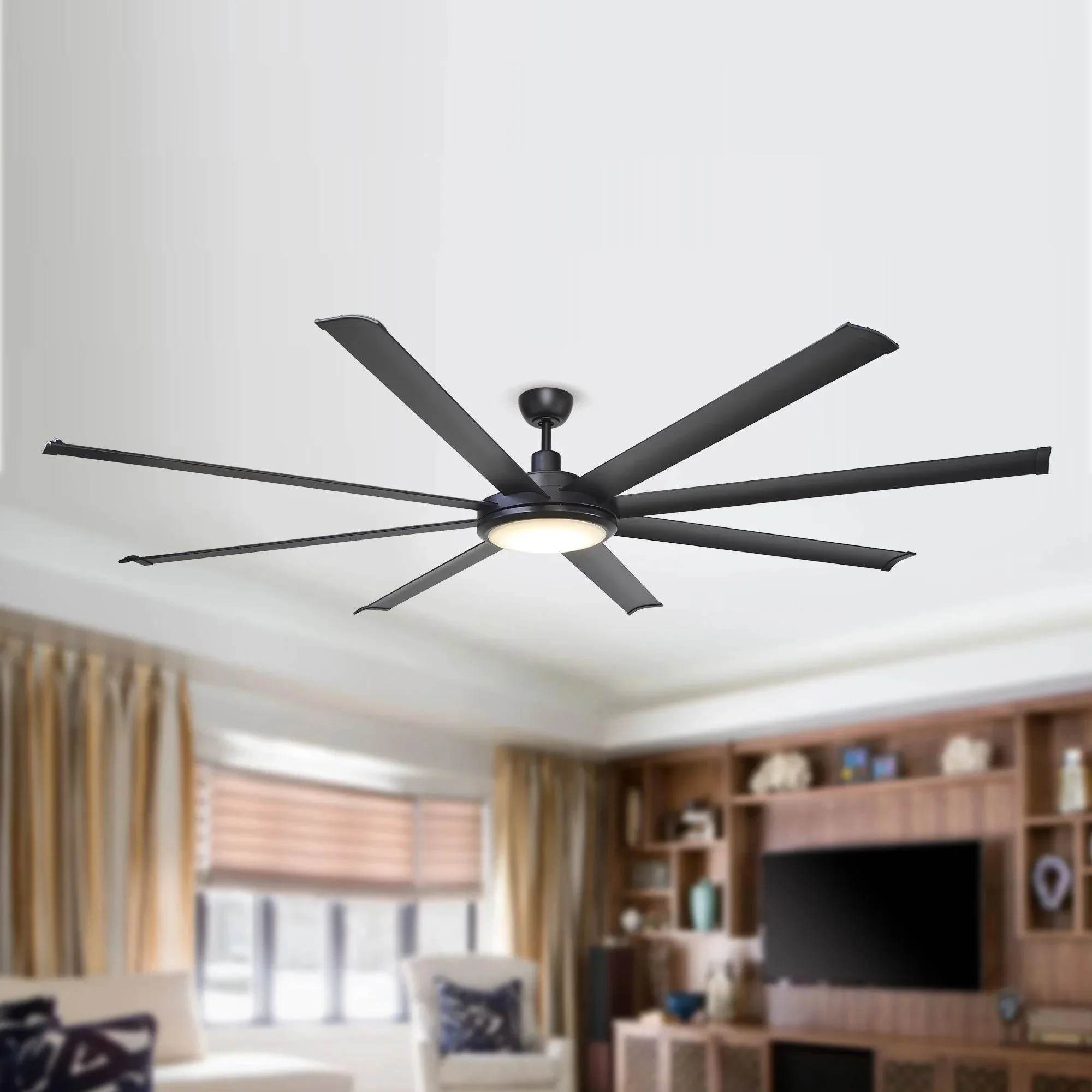 Parrot Uncle 75-Inch Industrial DC Motor Downrod Mount Reversible Ceiling Fan with Lighting and Remote Control (F8219110V) - Image 5