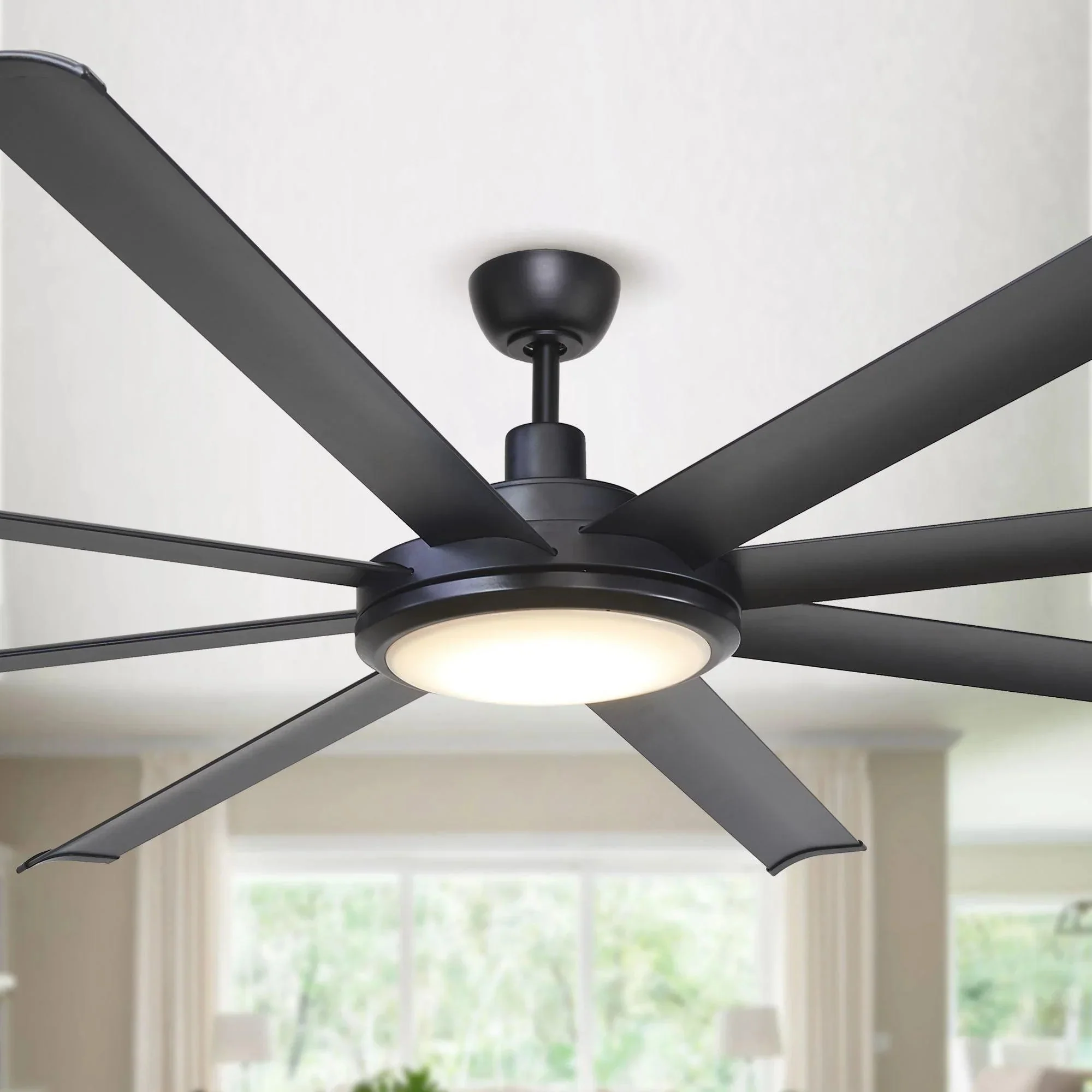 Parrot Uncle 75-Inch Industrial DC Motor Downrod Mount Reversible Ceiling Fan with Lighting and Remote Control (F8219110V) - Image 6