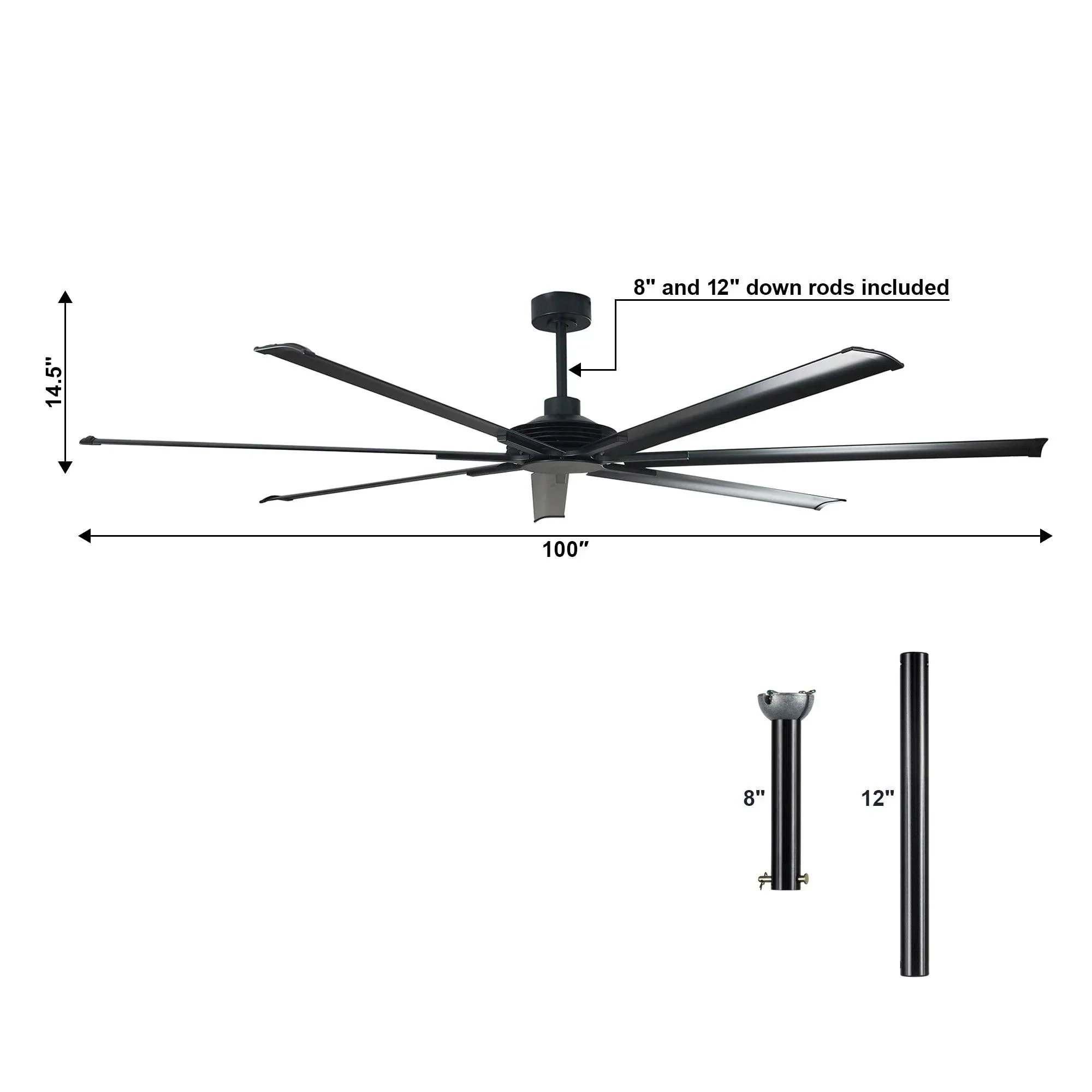 Parrot Uncle 84-Inch 100-Inch Silent Storm Extra Large Ceiling Fan with Remote Control - Image 21