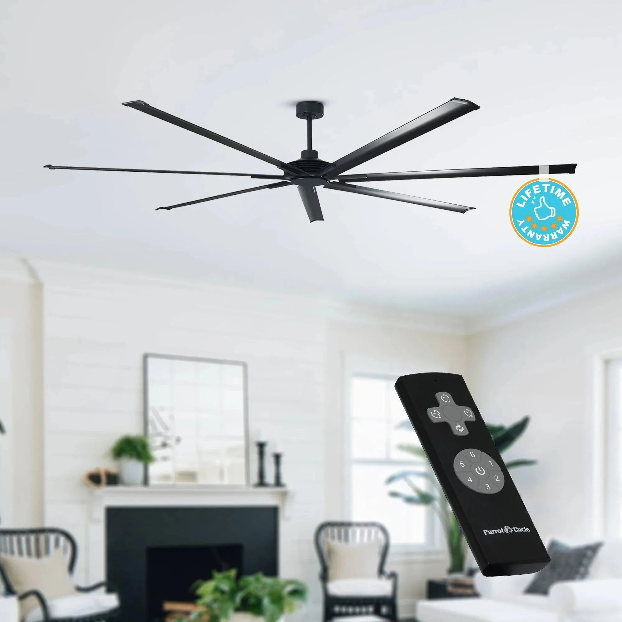 Parrot Uncle 84-Inch 100-Inch Silent Storm Extra Large Ceiling Fan with Remote Control - Image 6