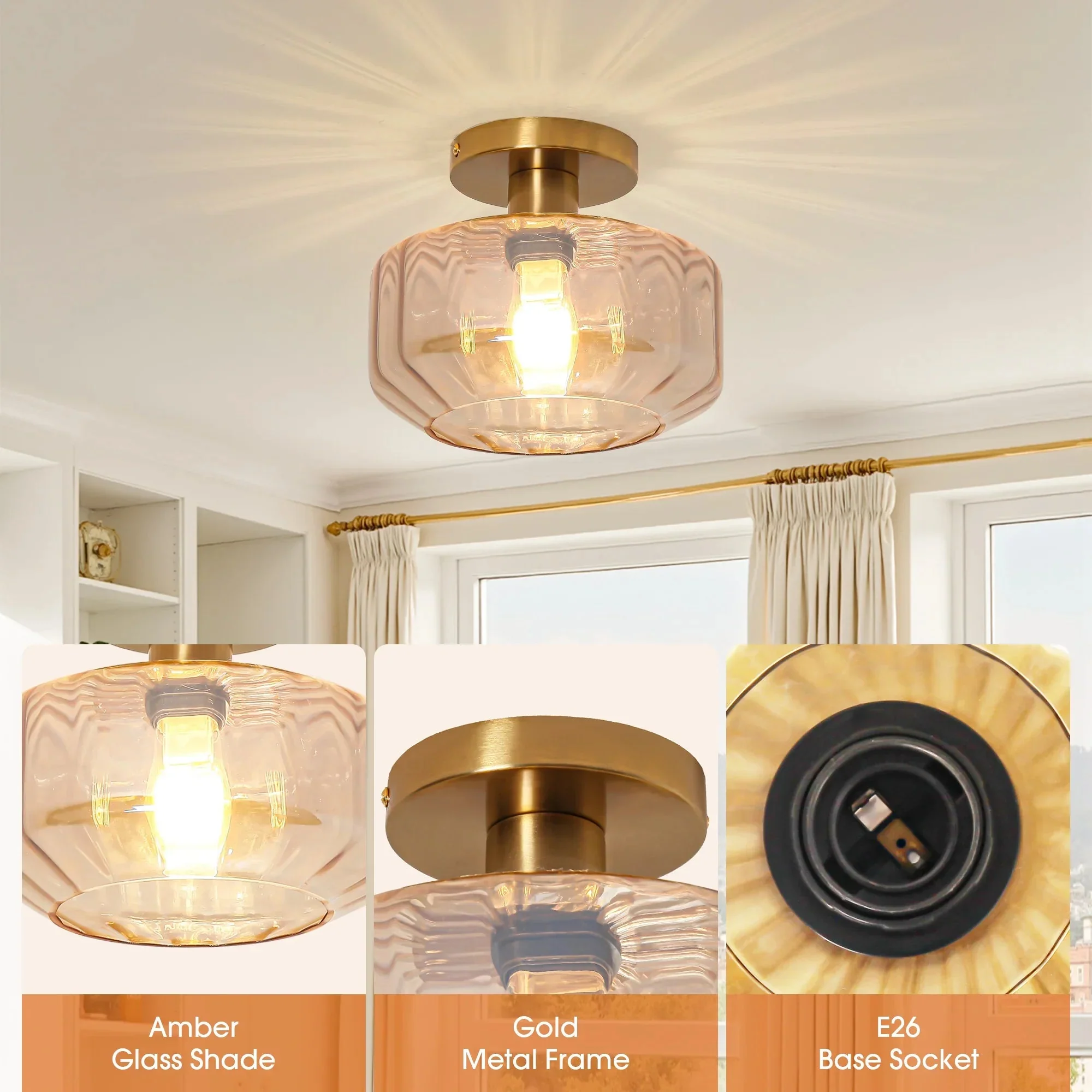 Parrot Uncle 9-Inch Gerald 1-Light Semi-Flush Mount Ceiling Light (C3015) - Image 7