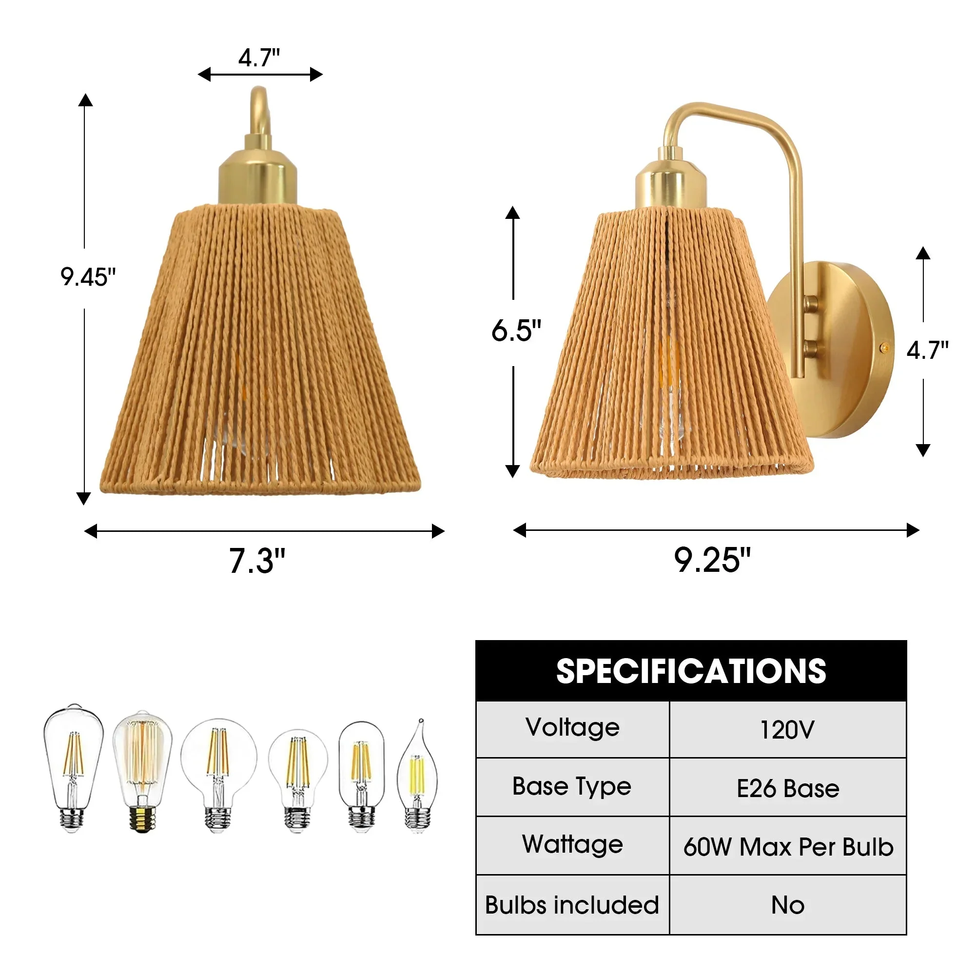 Parrot Uncle 9-Inch Hilda 1-Light Wall Sconce Light (W3002) - Image 6