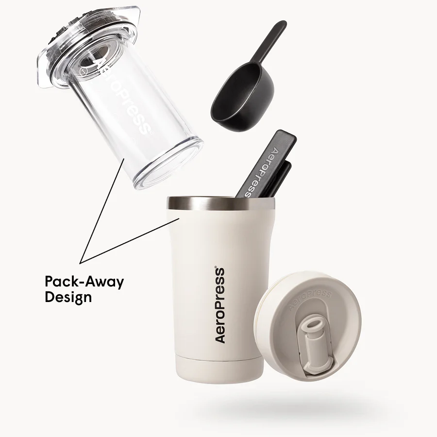 AeroPress Coffee Maker Go Plus, 3-in-1 Brewing with 16 oz Stainless Steel Travel Tumbler - Image 15