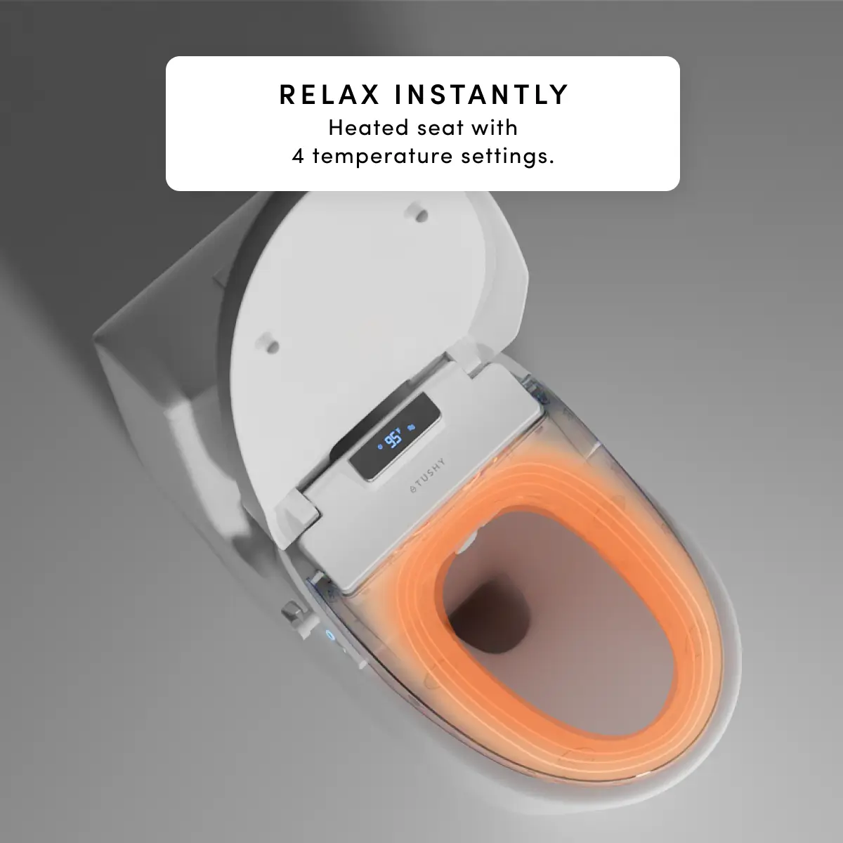 TUSHY Aura Smart Bidet Seat with Temperature Control for Seat, Water & Dryer, Instant Warm Water, Auto Open and Soft Close Lid - Image 4