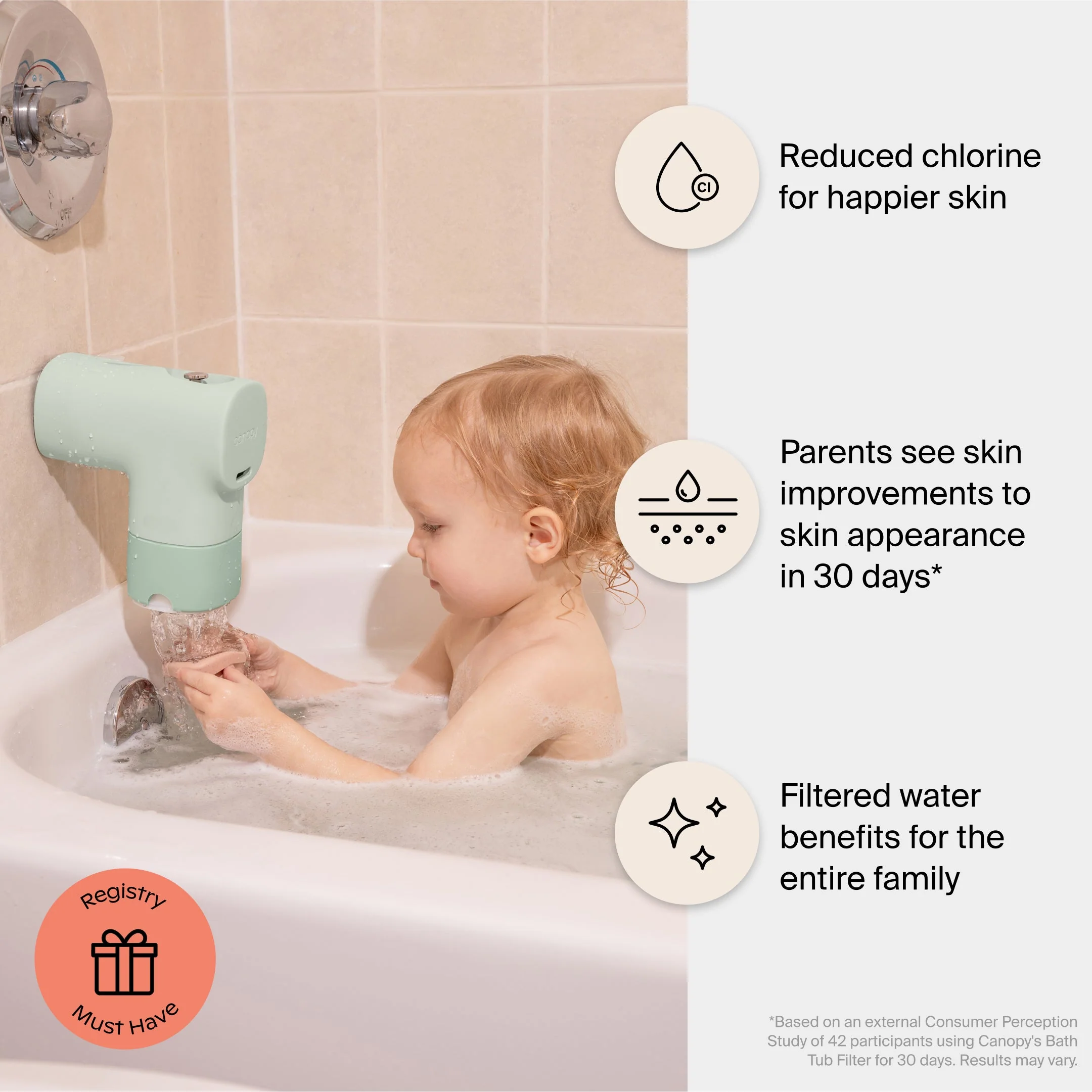 Canopy Baby Bath Tub Filter for Chlorine Reduction & Baby-Safe Skin Protection - Image 8