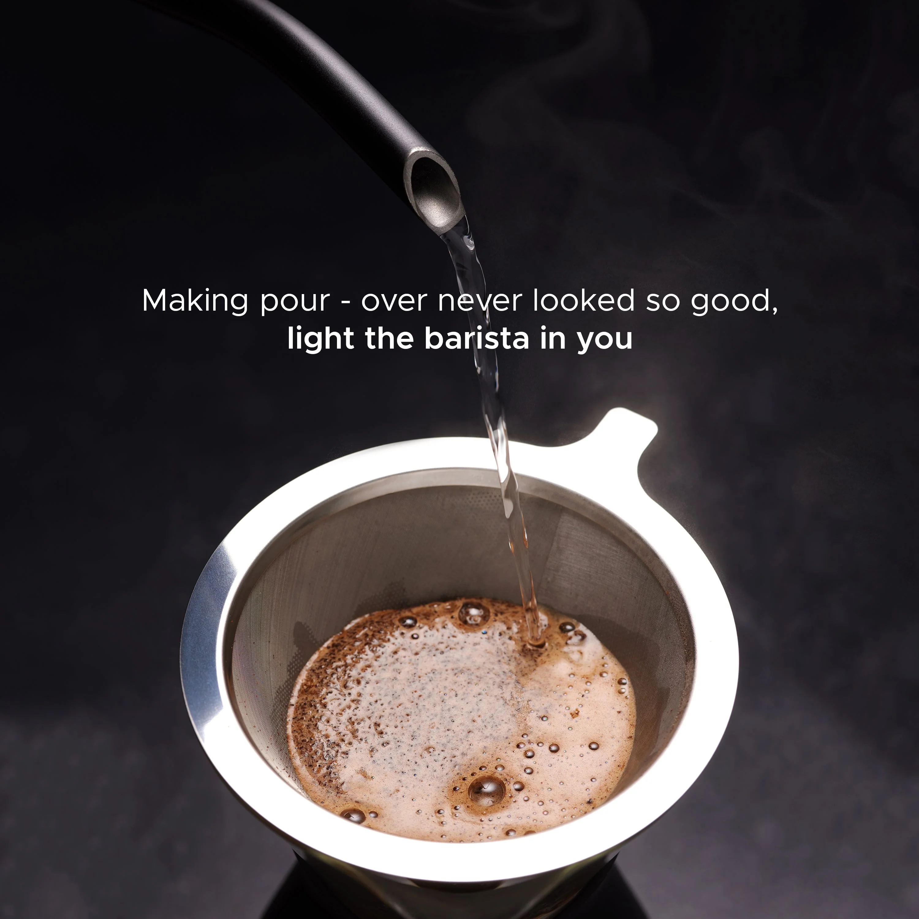 SAKI Baristan Electric Gooseneck Kettle with Precise Temperature Control, Pour Over Coffee Kettle & Tea Kettle, Stainless Steel, 1200W Quick Heating, 1 Liter, Matte Black - Image 4