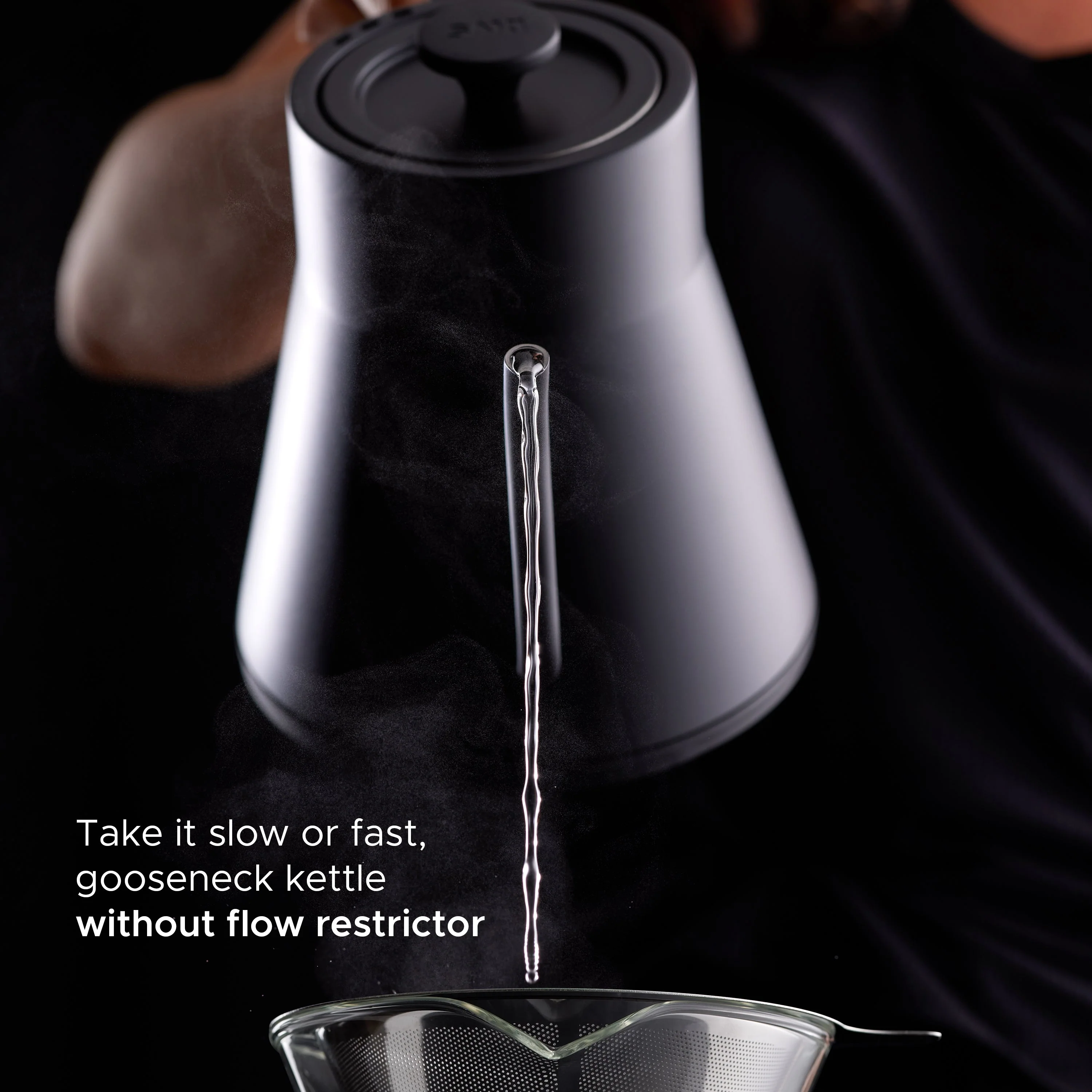 SAKI Baristan Electric Gooseneck Kettle with Precise Temperature Control, Pour Over Coffee Kettle & Tea Kettle, Stainless Steel, 1200W Quick Heating, 1 Liter, Matte Black - Image 5