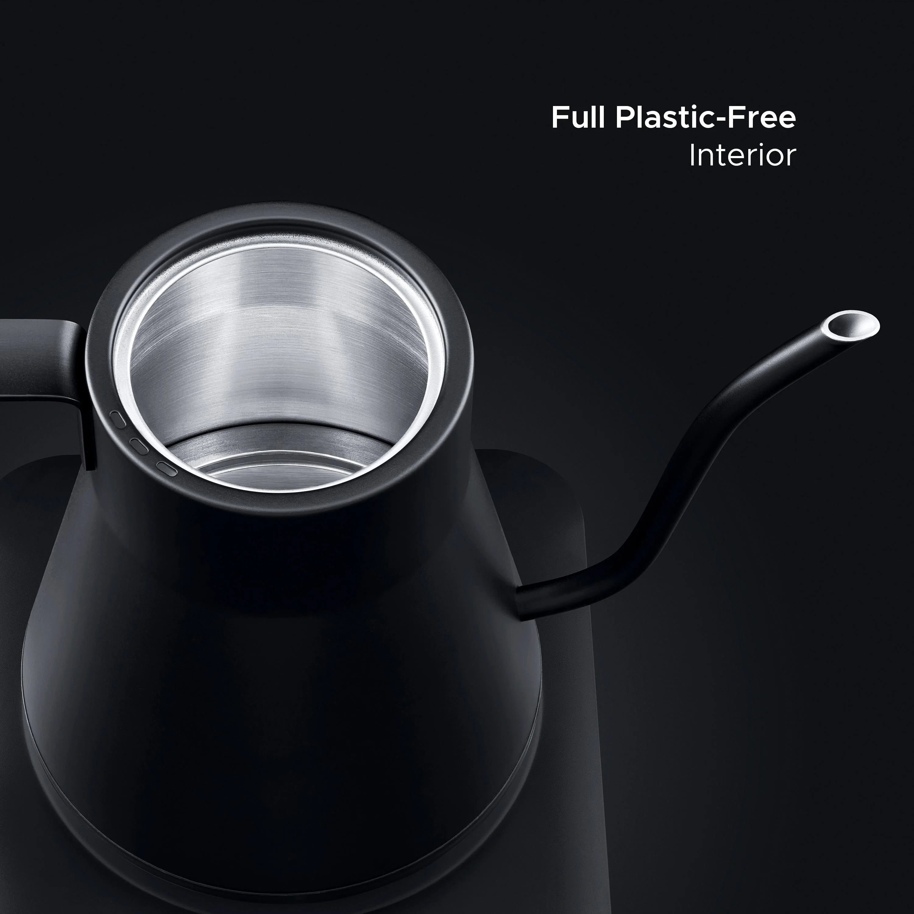 SAKI Baristan Electric Gooseneck Kettle with Precise Temperature Control, Pour Over Coffee Kettle & Tea Kettle, Stainless Steel, 1200W Quick Heating, 1 Liter, Matte Black - Image 6