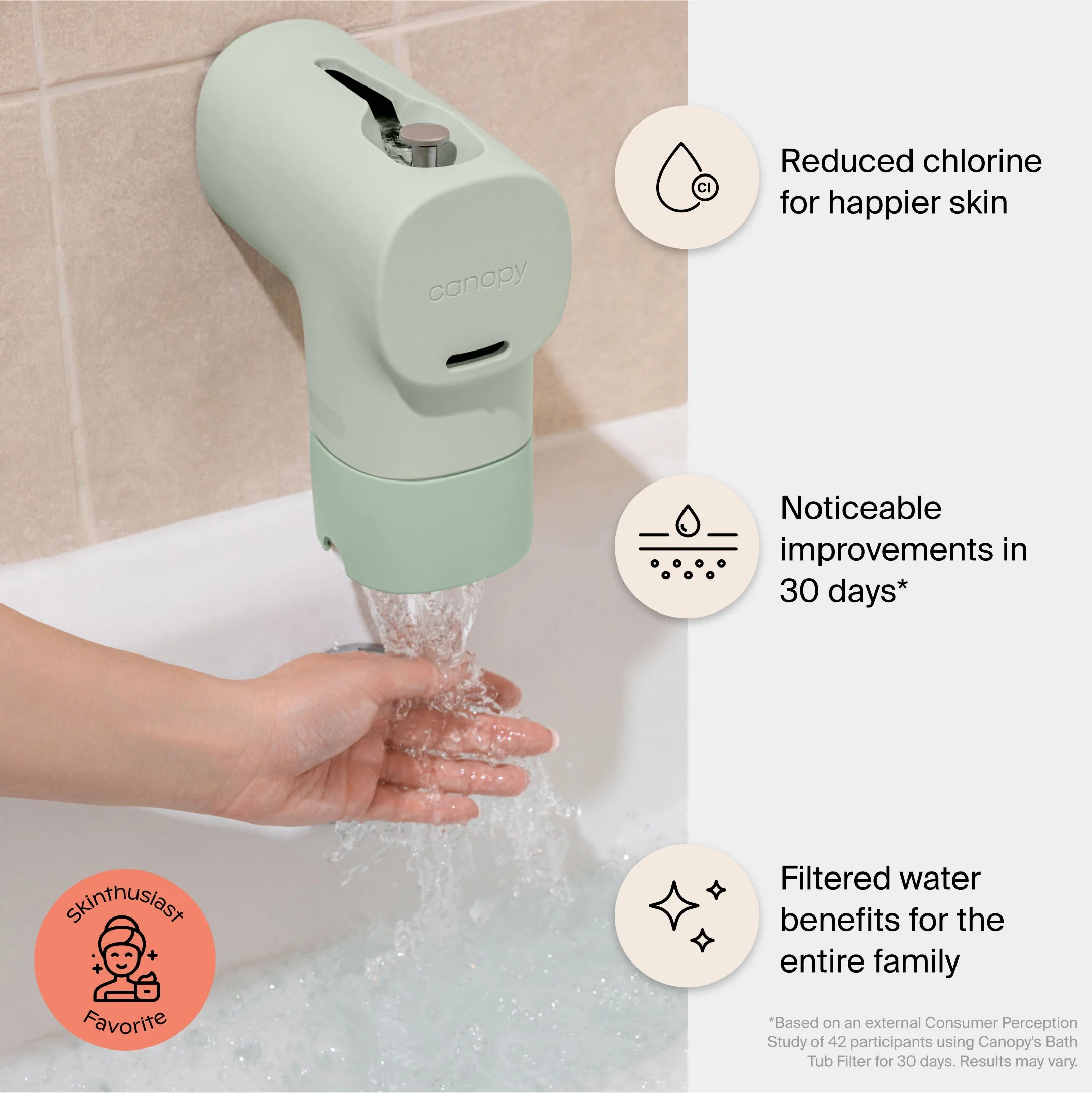 Canopy Bath Tub Filter with Color Changing Temperature Indicator and Protective Spout Cover - Image 8