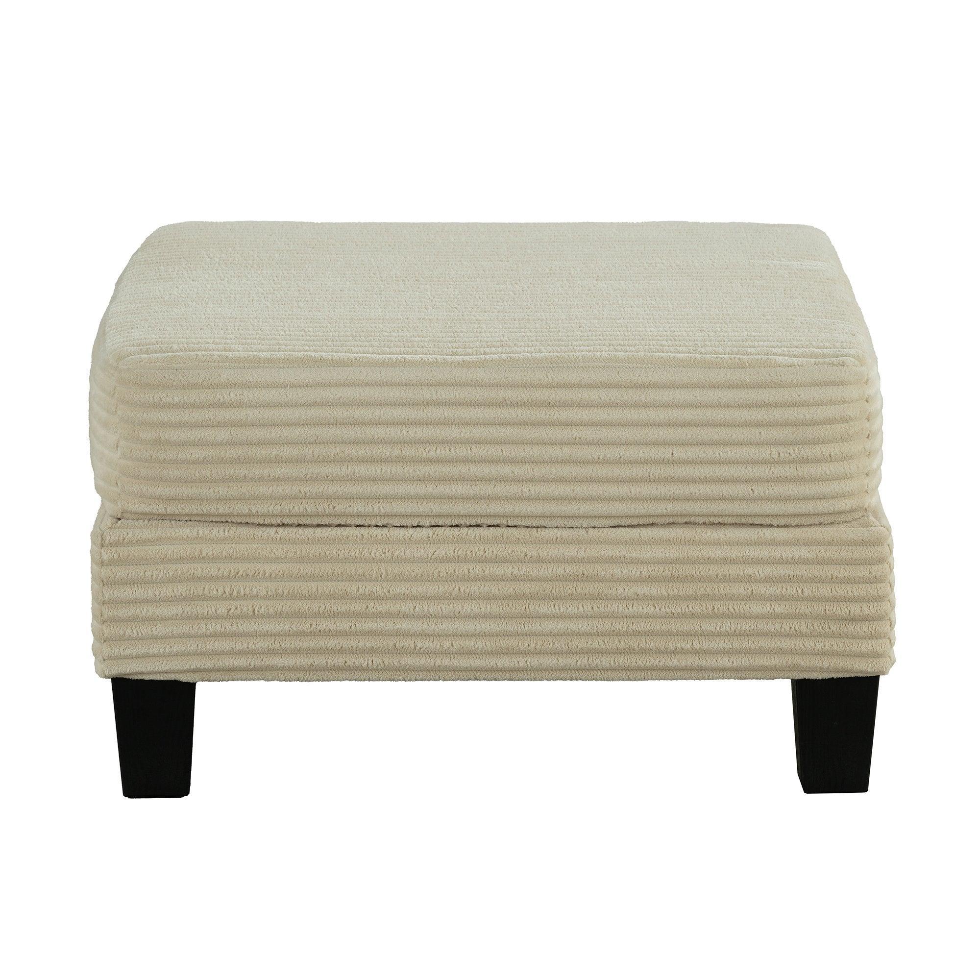 Parrot Uncle Beige 3 Piece Set Comfy Sofa Couch 3-Seater & Loveseat Sofa with Storage Ottoman with USB - Image 15