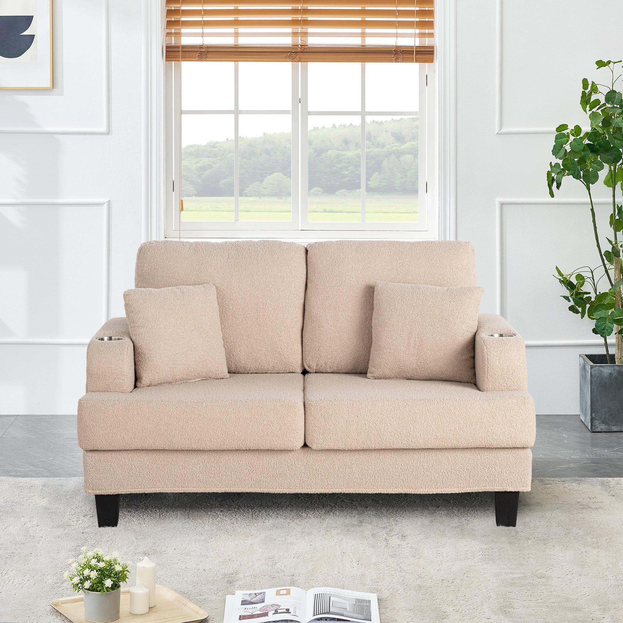 Parrot 3-Piece Sofa Set with Storage Ottoman & USB Charging in Beige - Image 11