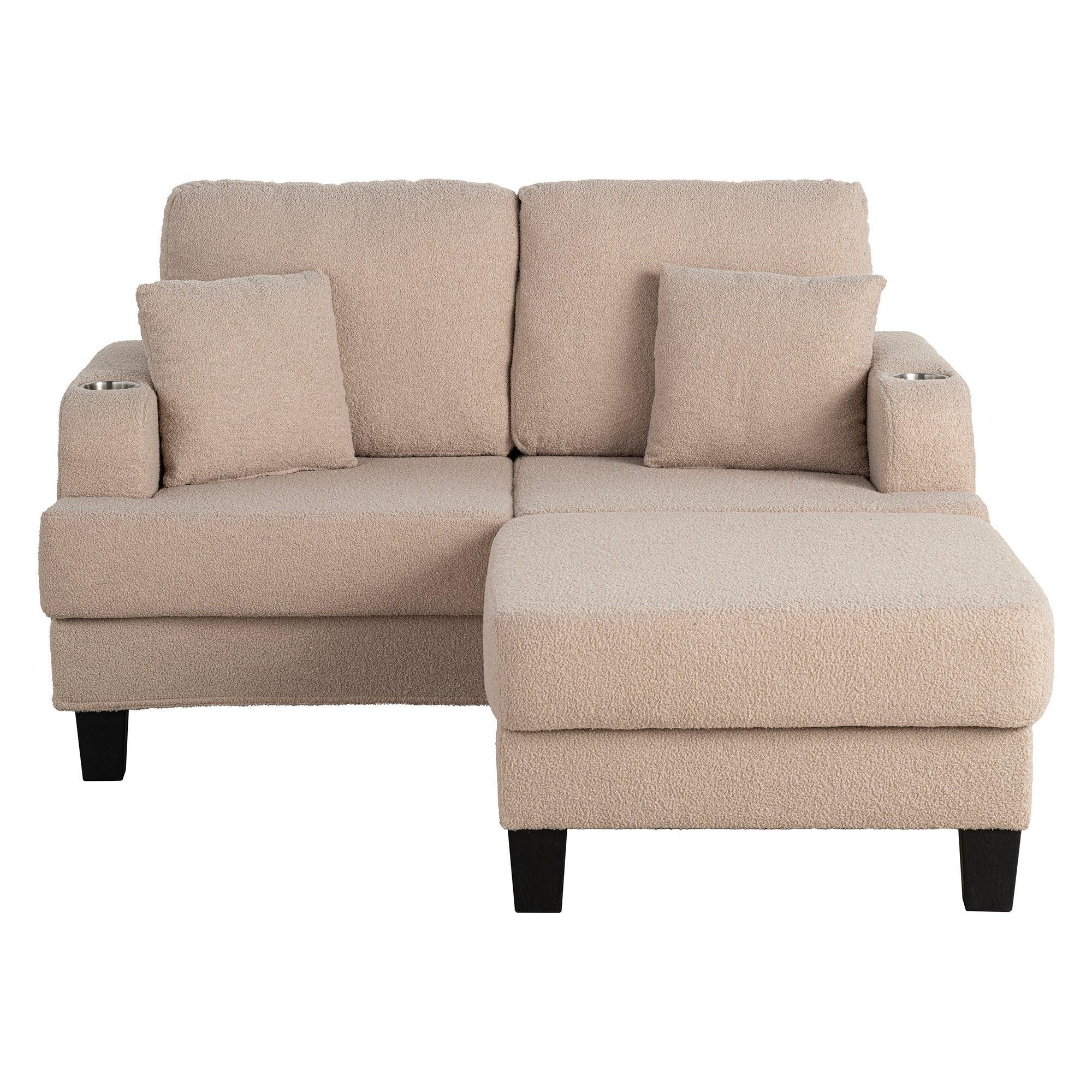 Parrot 3-Piece Sofa Set with Storage Ottoman & USB Charging in Beige - Image 13