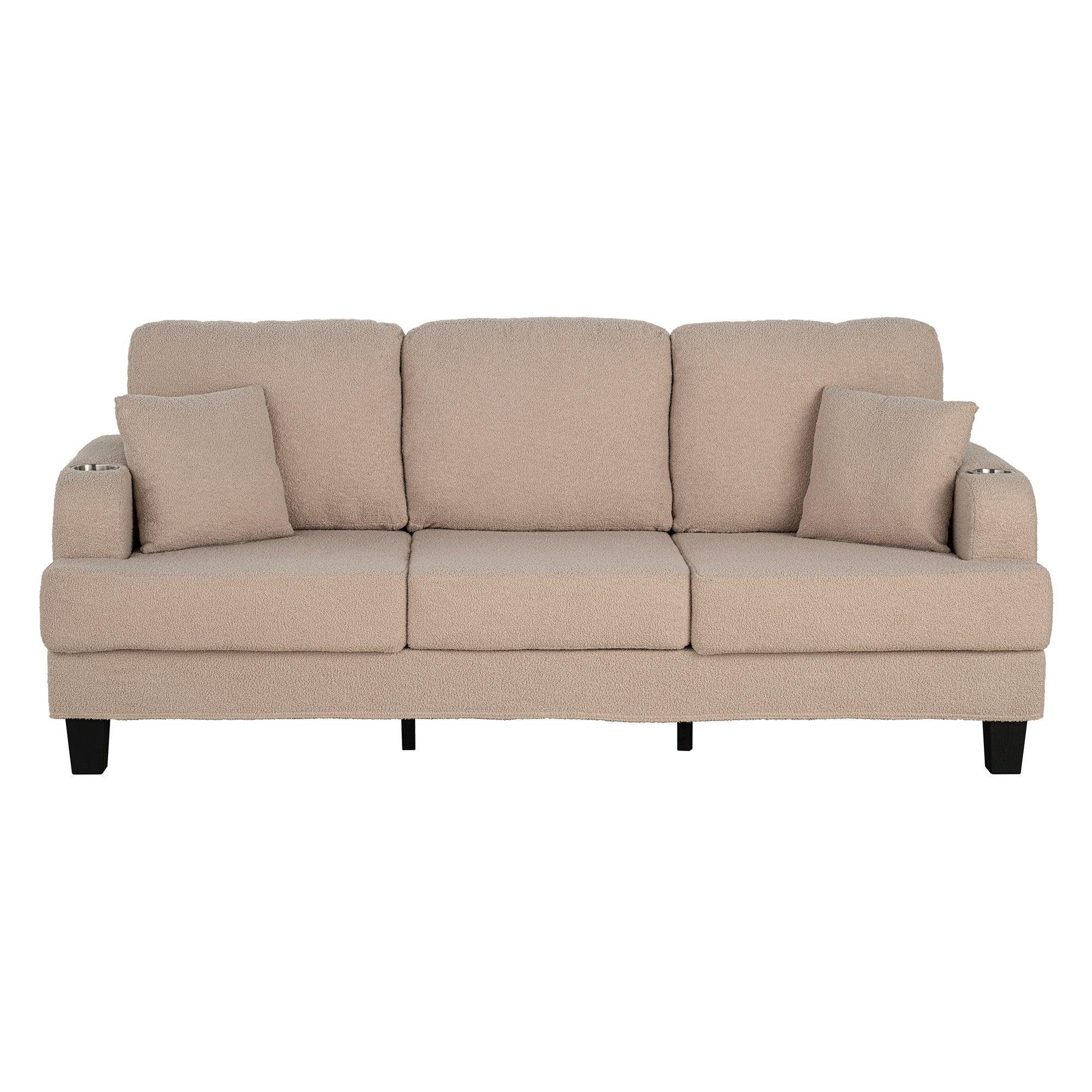 Parrot 3-Piece Sofa Set with Storage Ottoman & USB Charging in Beige - Image 14