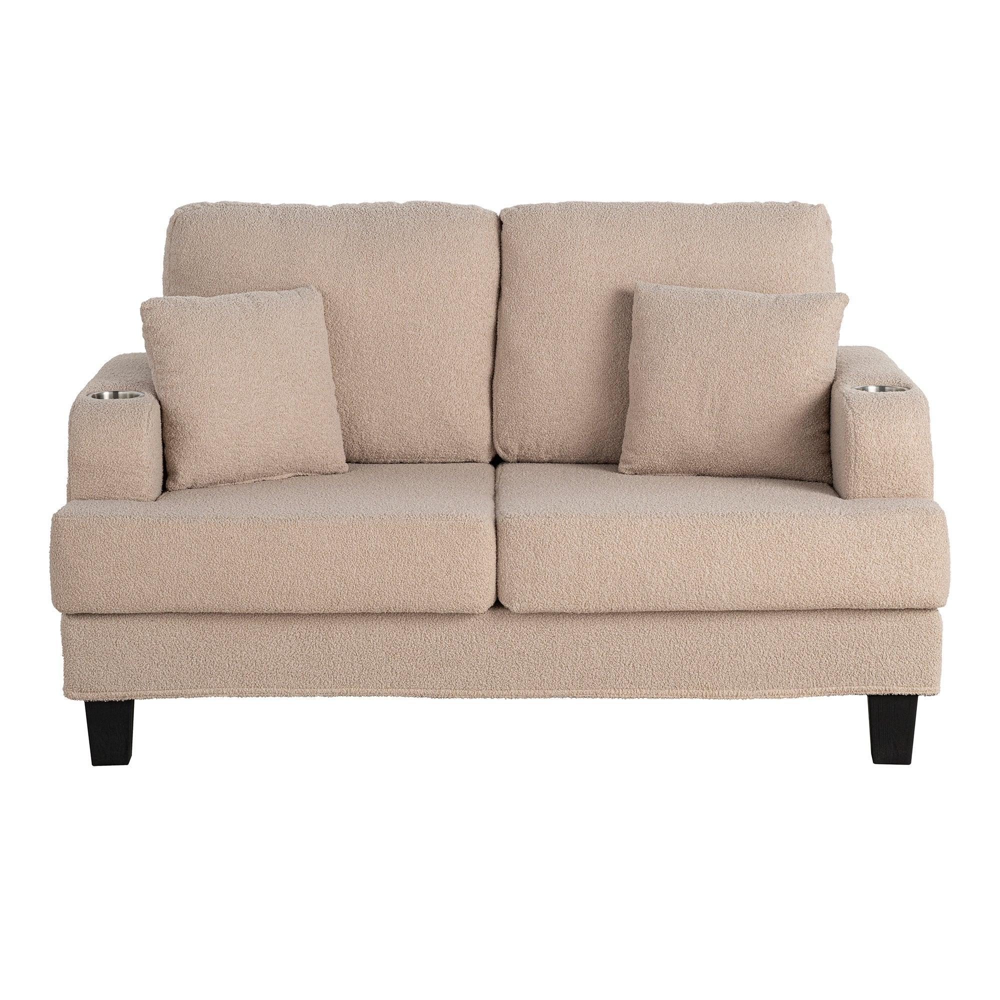Parrot 3-Piece Sofa Set with Storage Ottoman & USB Charging in Beige - Image 16