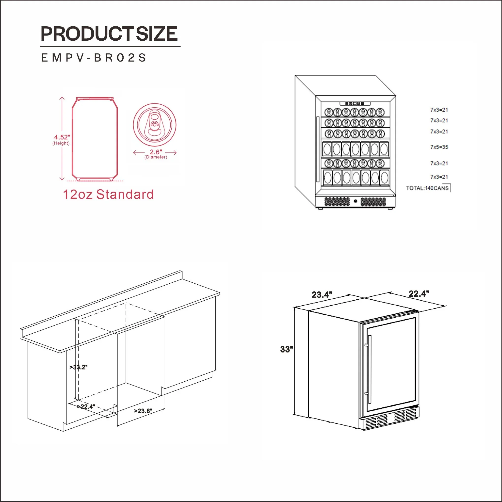 Empava 24-Inch Freestanding and Built-In Beverage Fridge (EMPV-BR02S) - Image 15