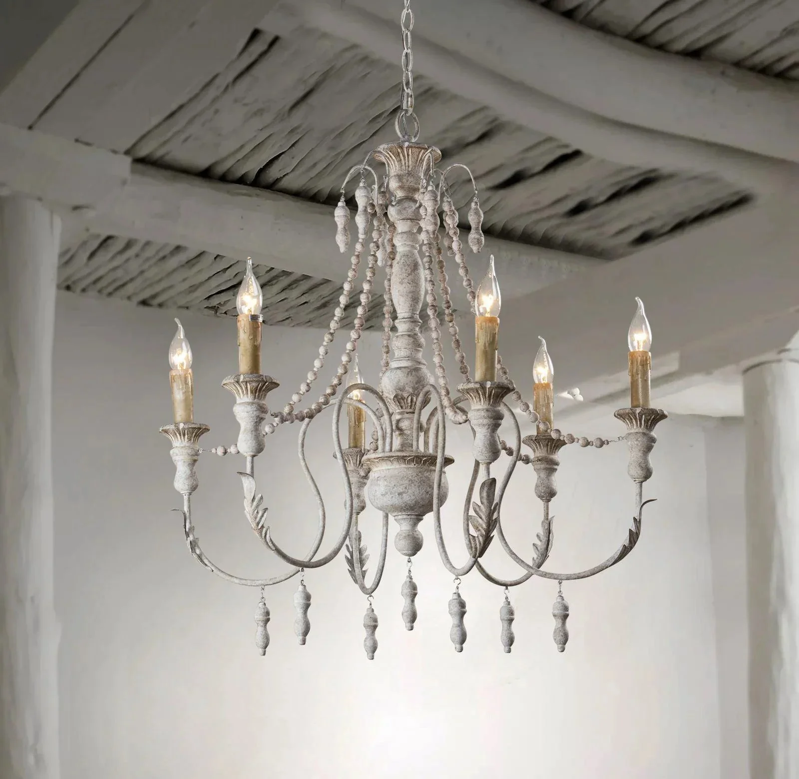 Parrot Uncle Billiter 6-Light Wood White Chandelier (BB8817-6110V) - Image 3