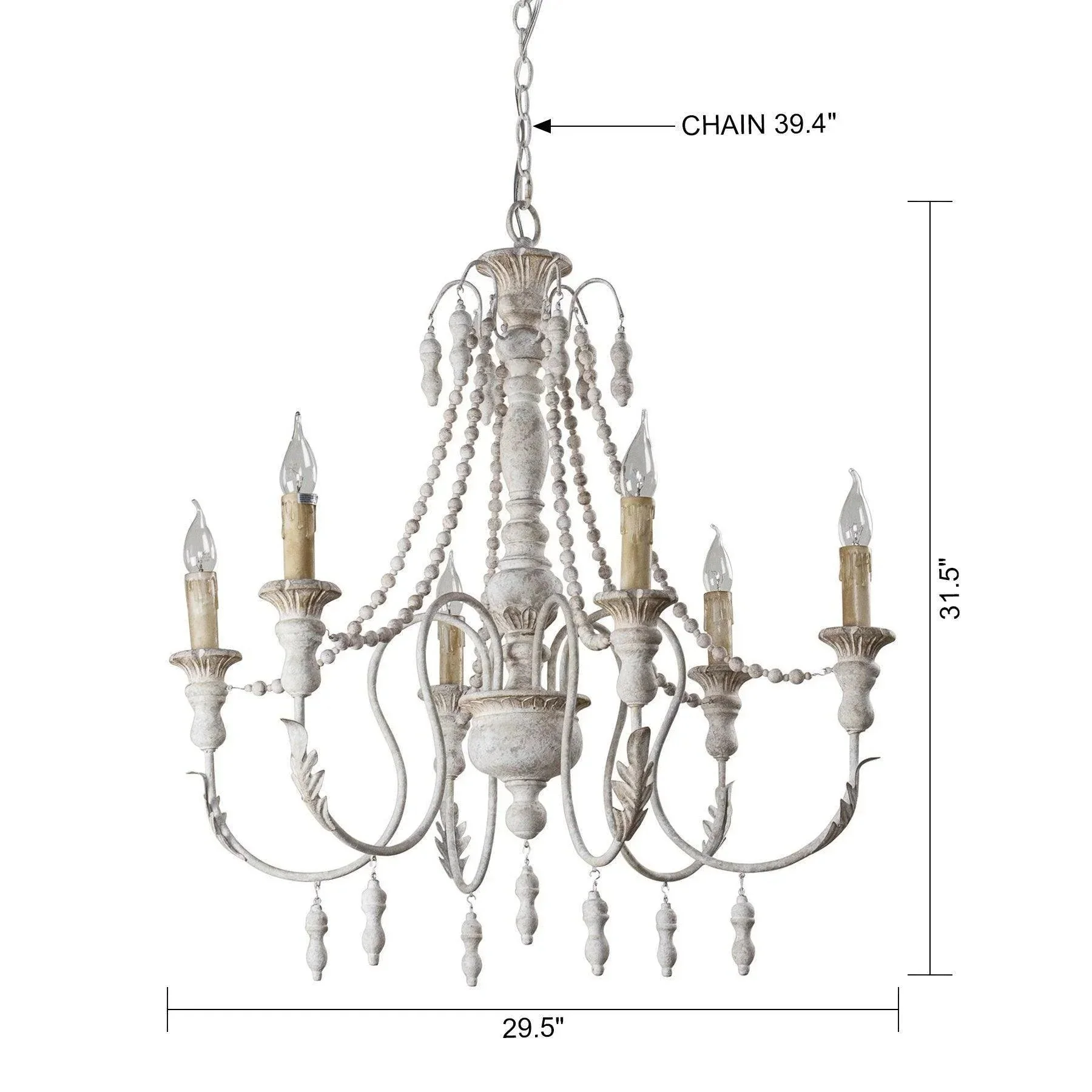 Parrot Uncle Billiter 6-Light Wood White Chandelier (BB8817-6110V) - Image 9