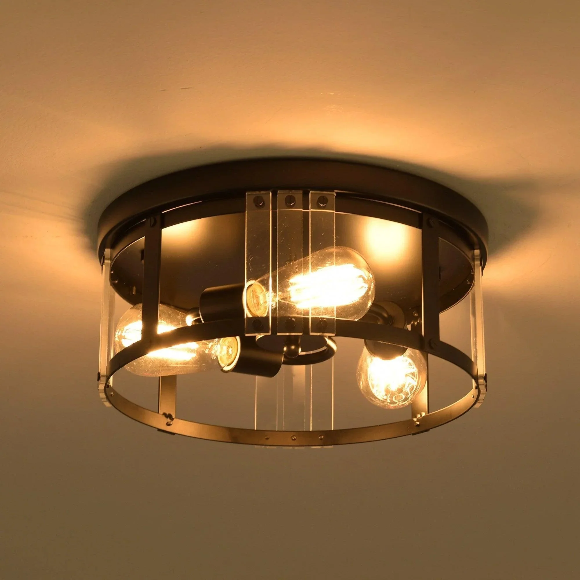 Parrot Uncle Black 3-Light Farmhouse Flush Mount Ceiling Light (C2269110V) - Image 4