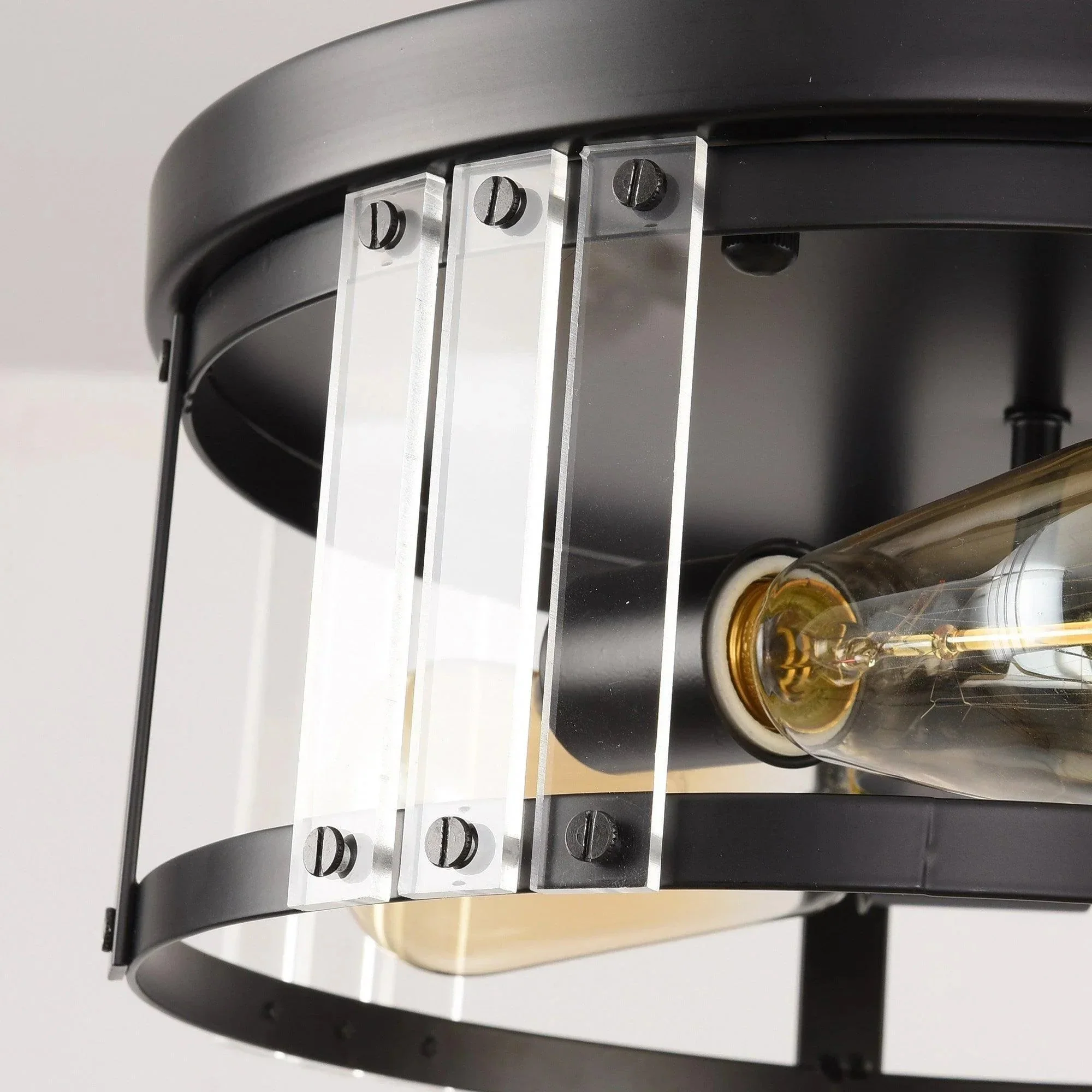 Parrot Uncle Black 3-Light Farmhouse Flush Mount Ceiling Light (C2269110V) - Image 5
