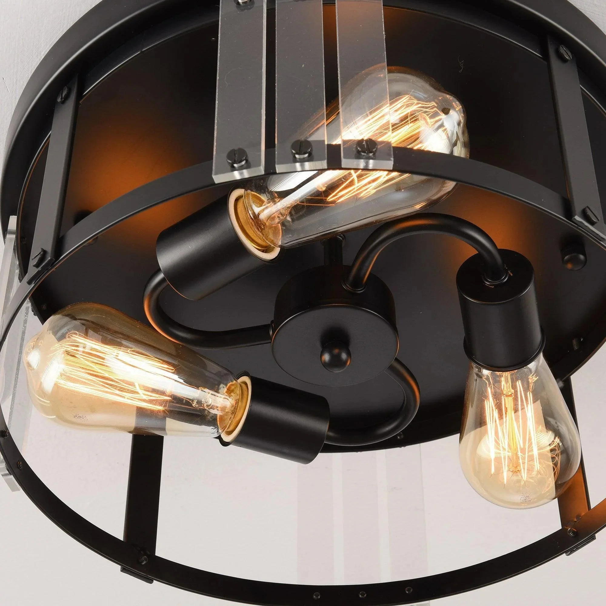 Parrot Uncle Black 3-Light Farmhouse Flush Mount Ceiling Light (C2269110V) - Image 6